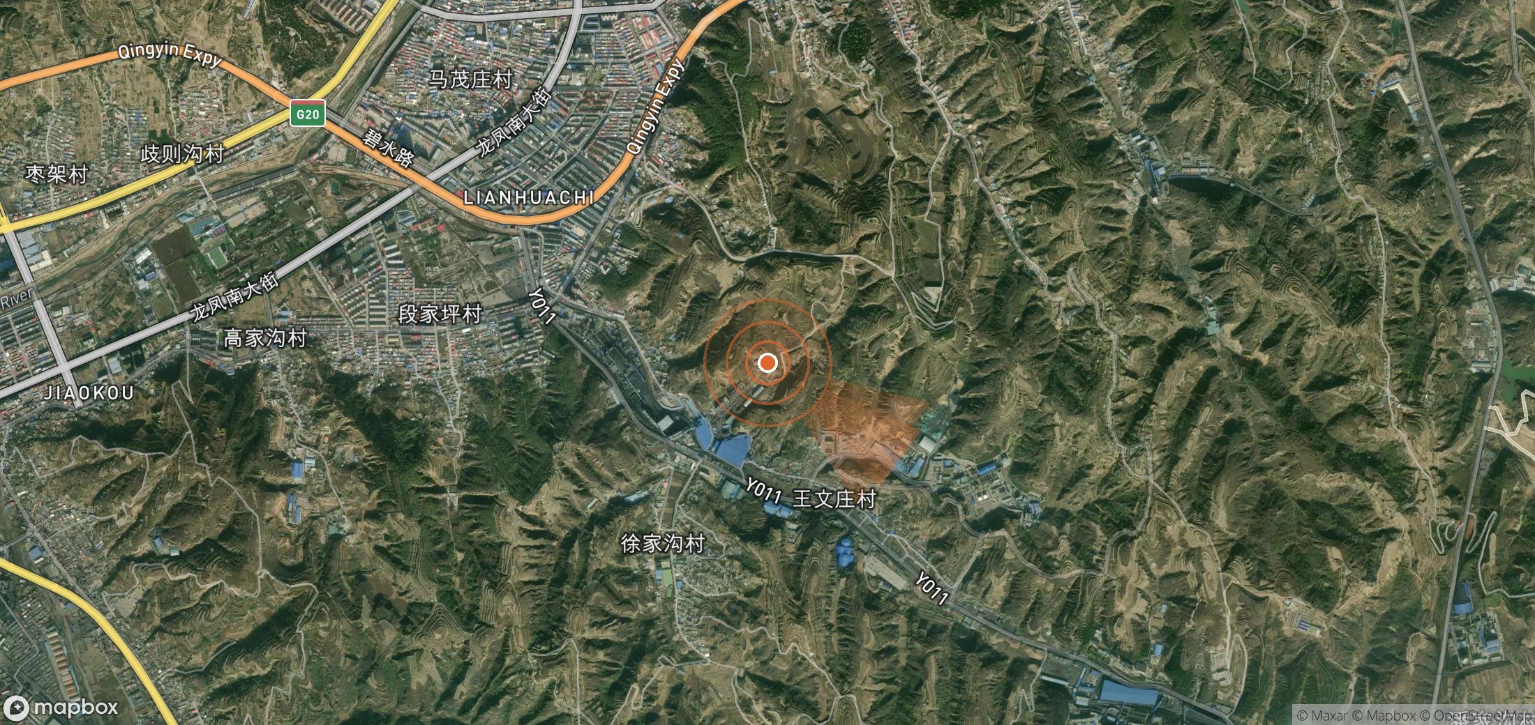 Satellite map of methane plume locations in China
