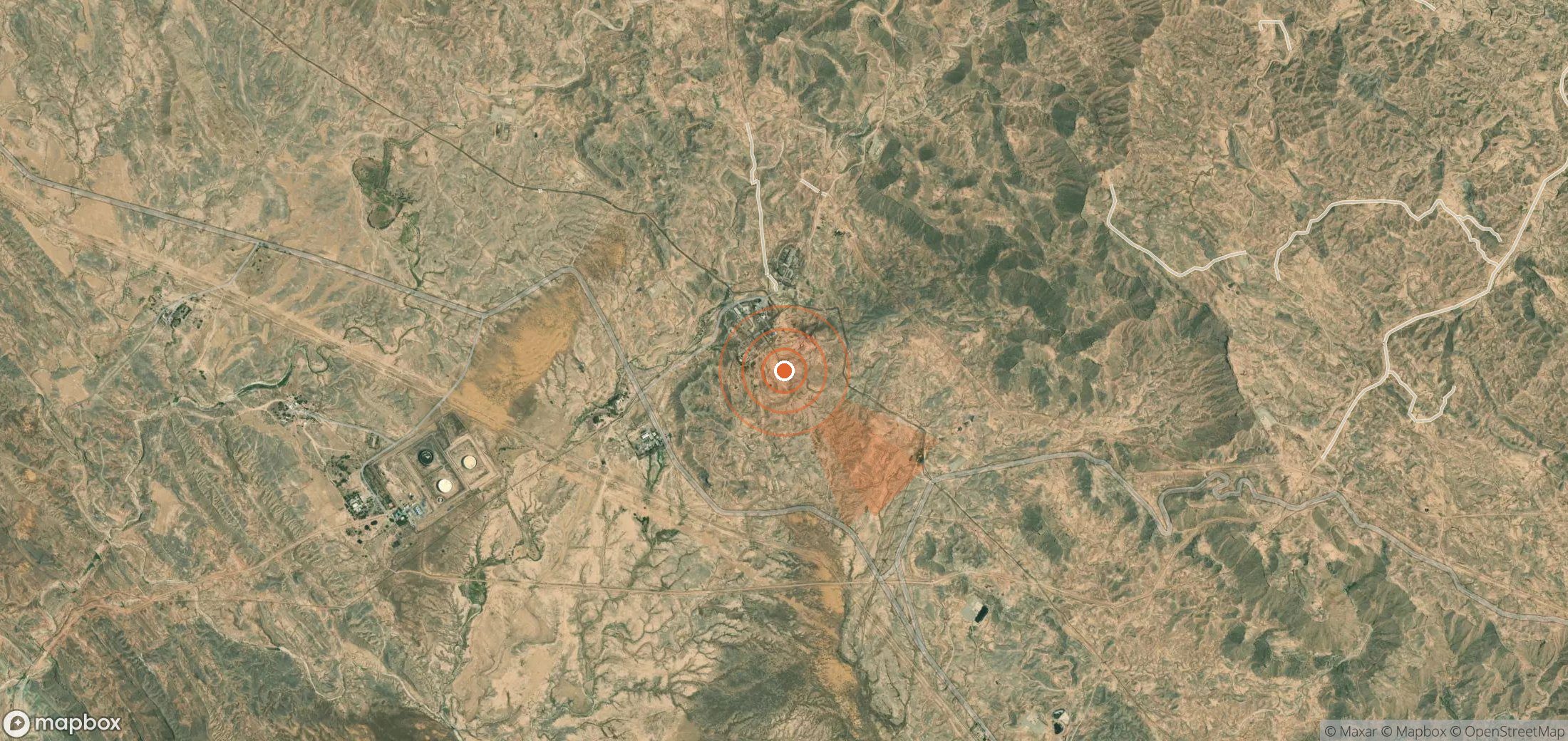 Satellite map of methane plume locations in Iran