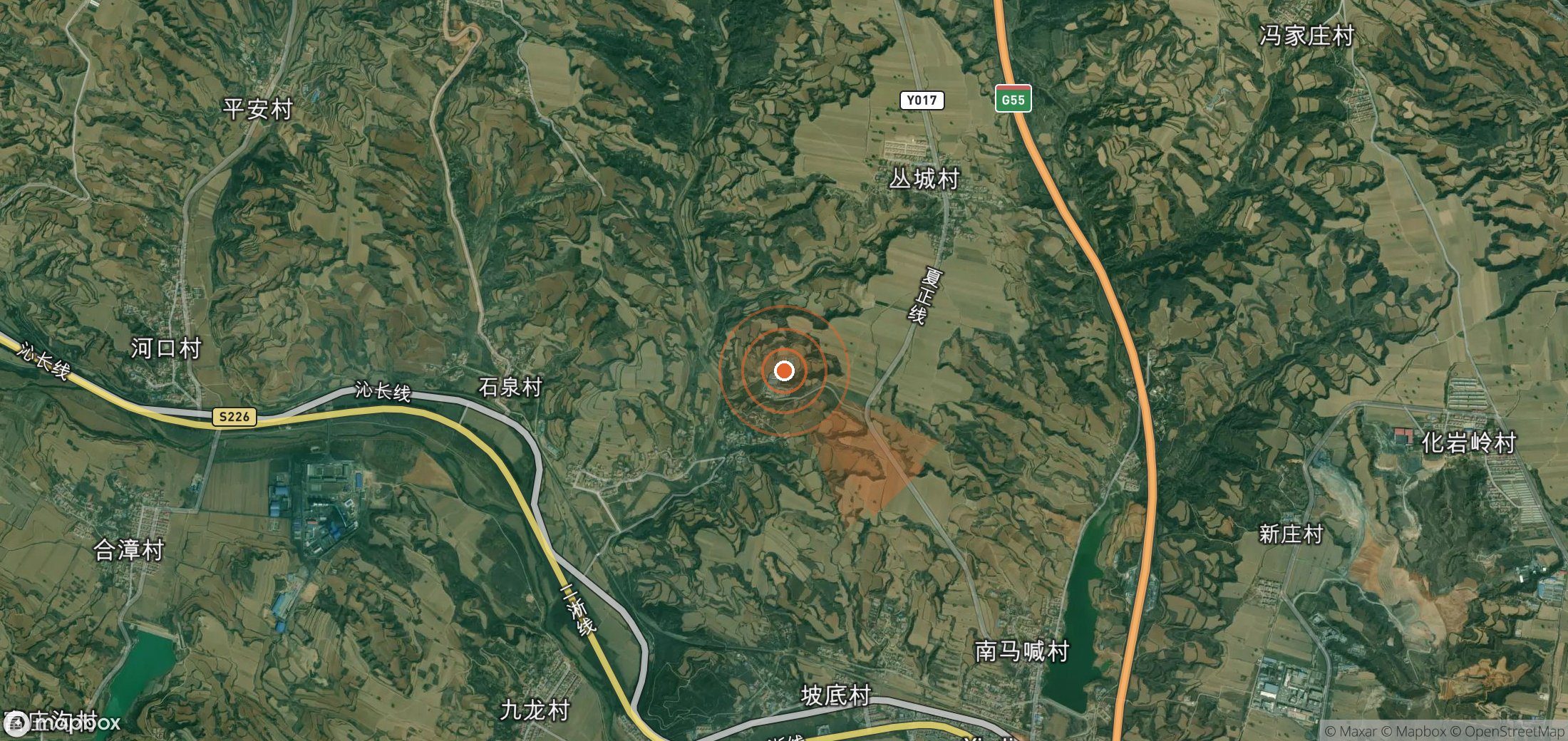 Satellite map of methane plume locations in China
