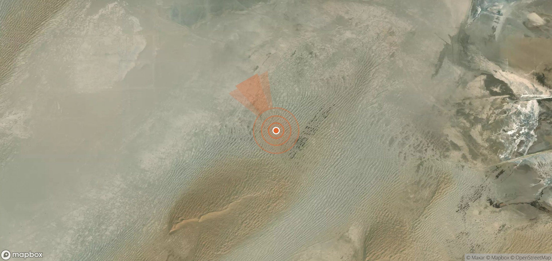 Satellite map of methane plume locations in Turkmenistan