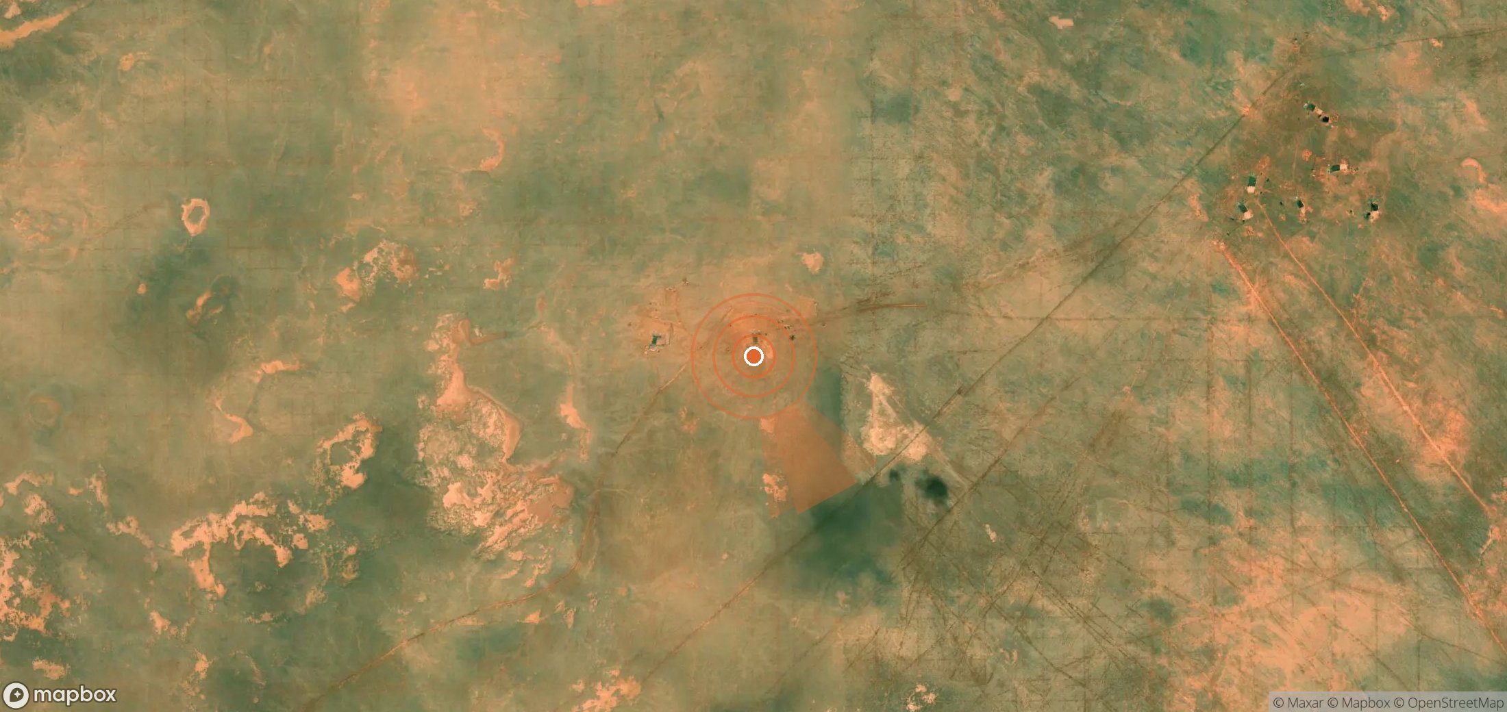 Mapa satelital de plumas de metano en Egipto