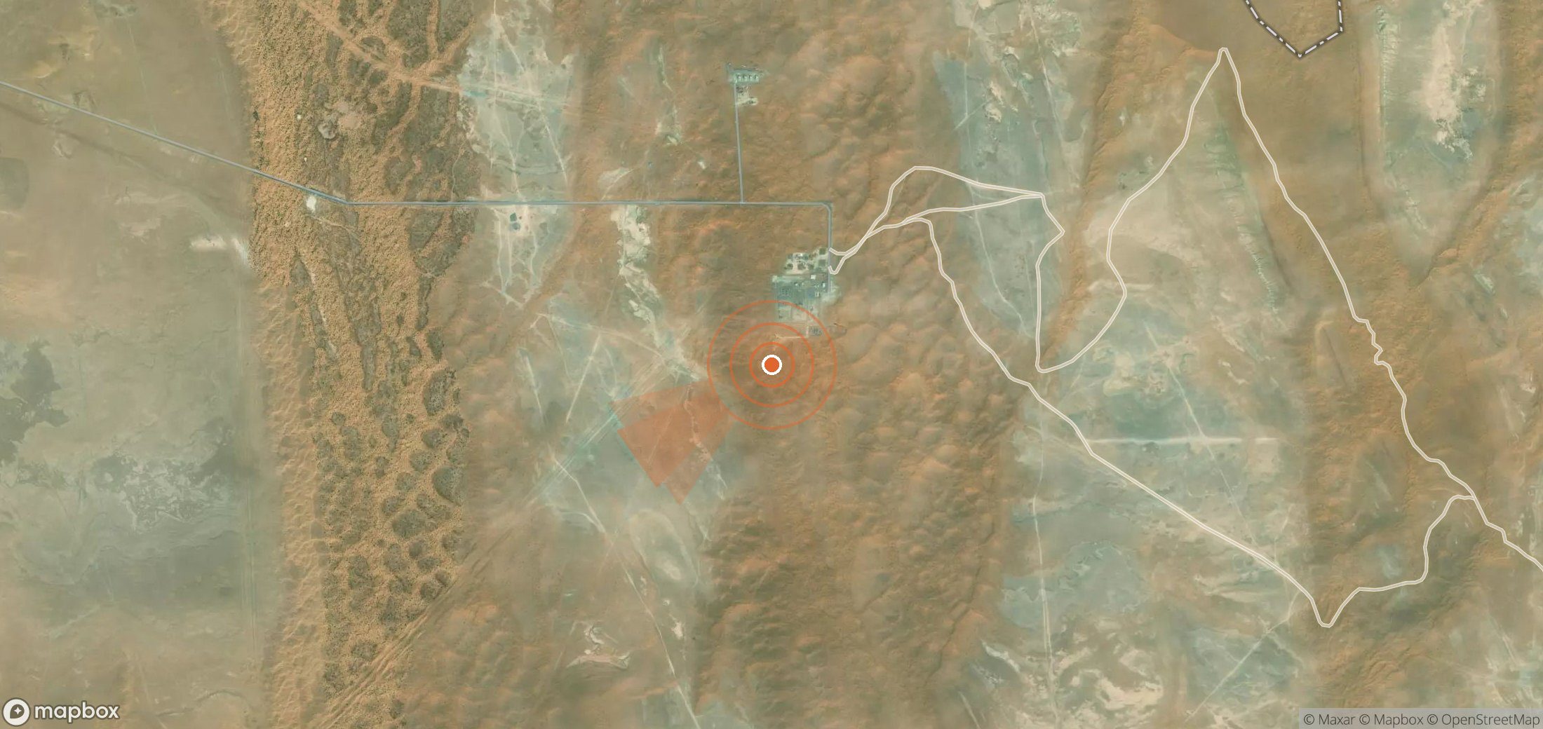 Satellite map of methane plume locations in Turkmenistan