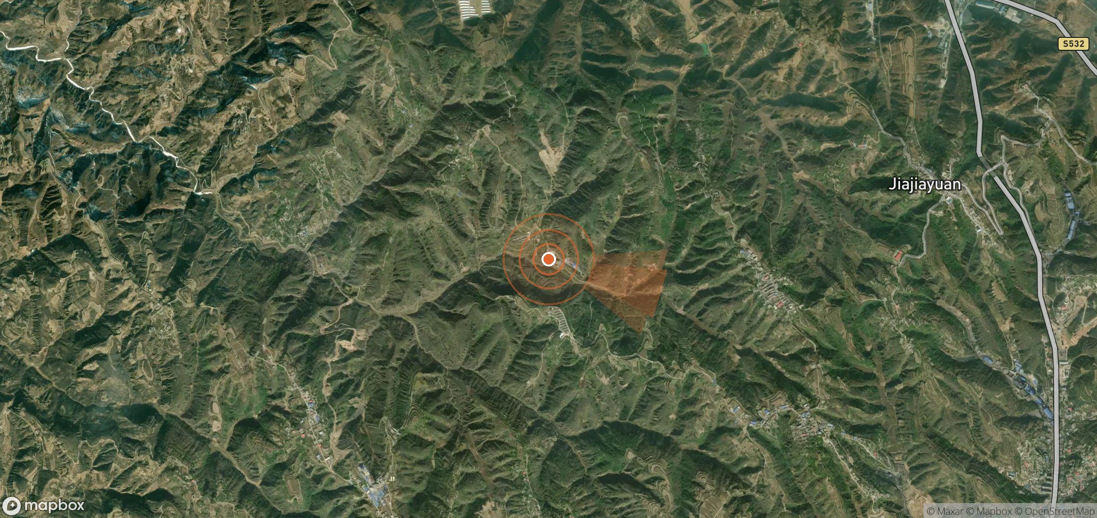 Satellite map of methane plume locations in China