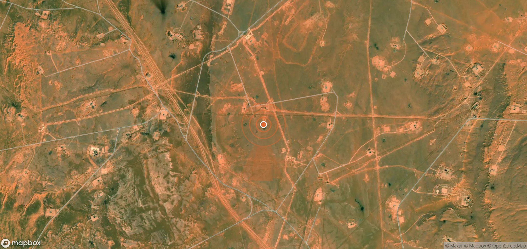Satellite map of methane plume locations in Algeria