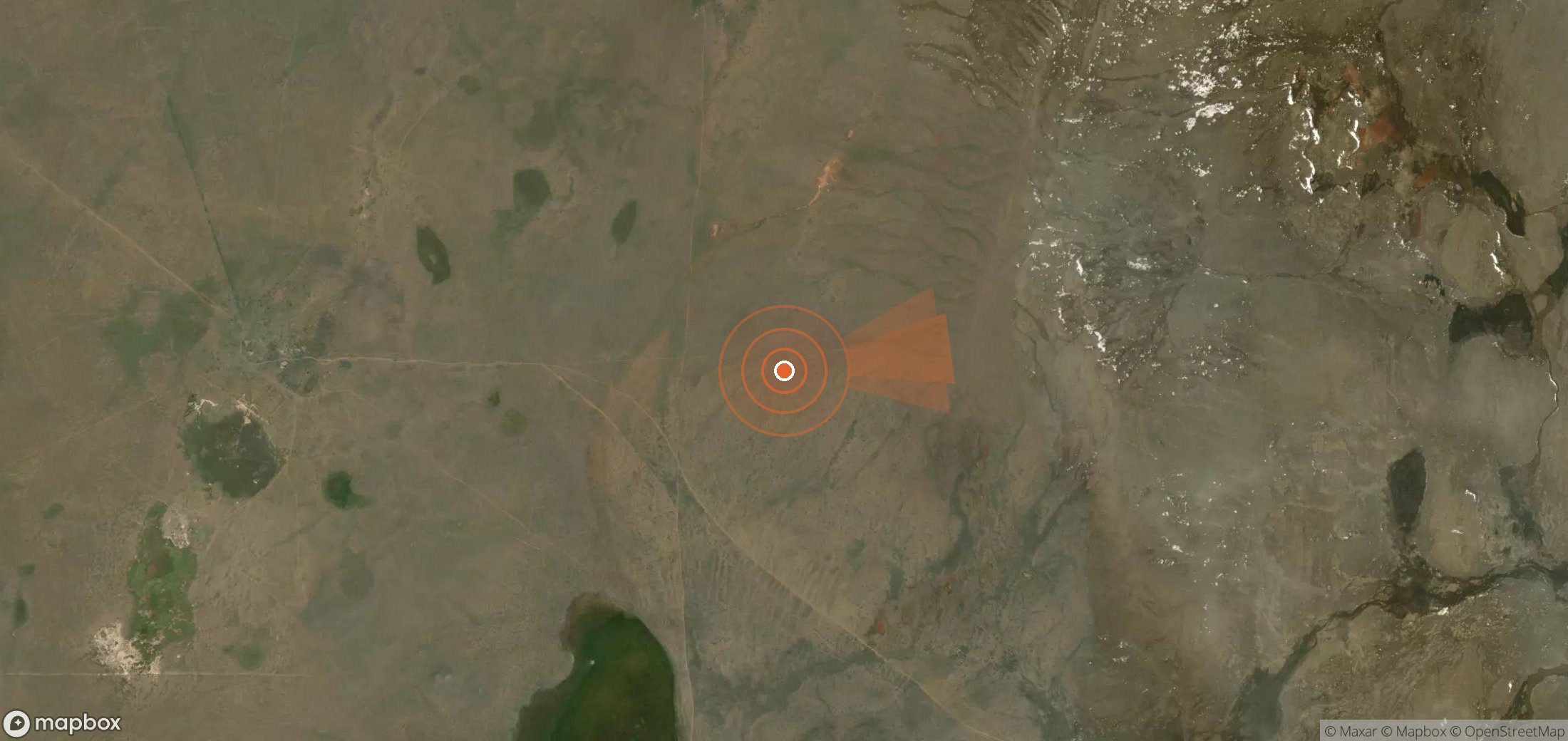 Satellite map of methane plume locations in Kazakhstan