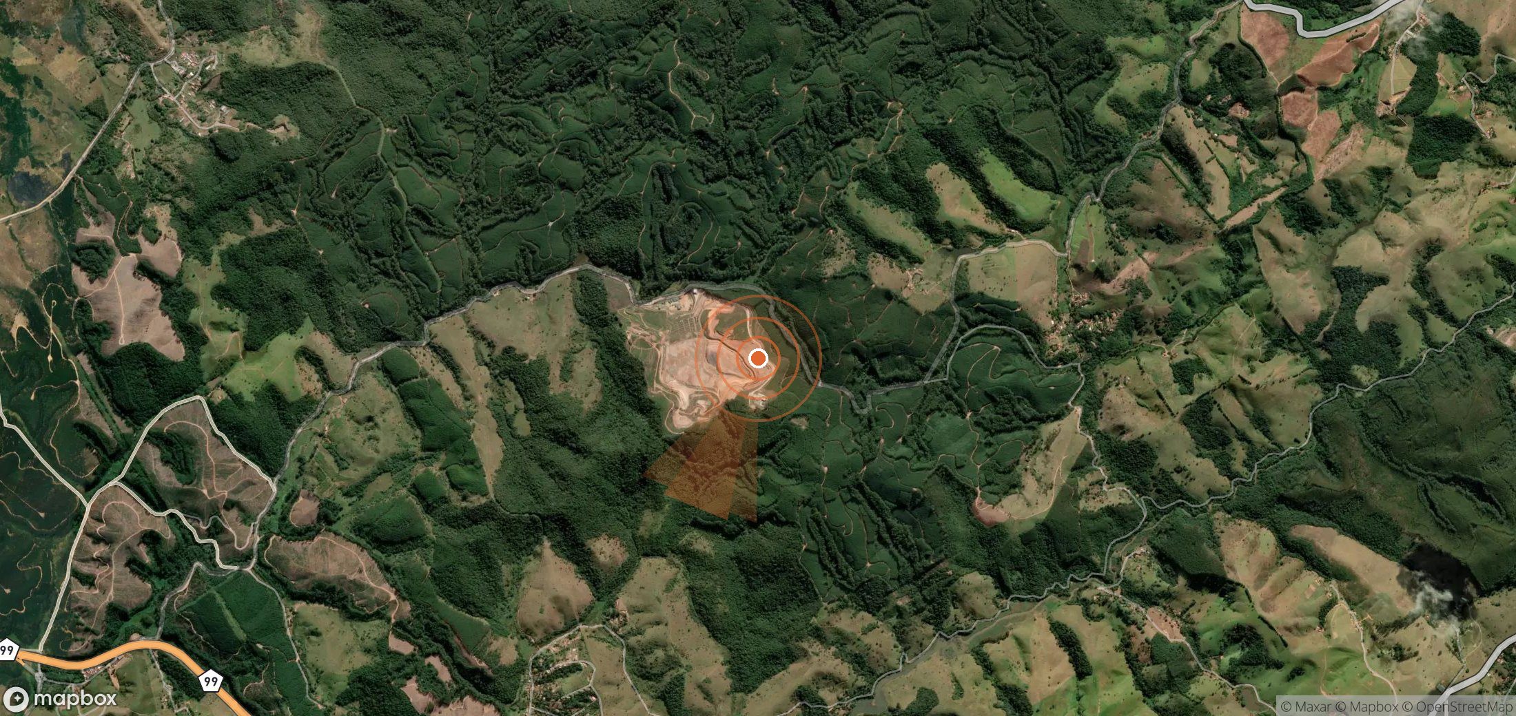 Satellite map of methane plume locations in Brazil