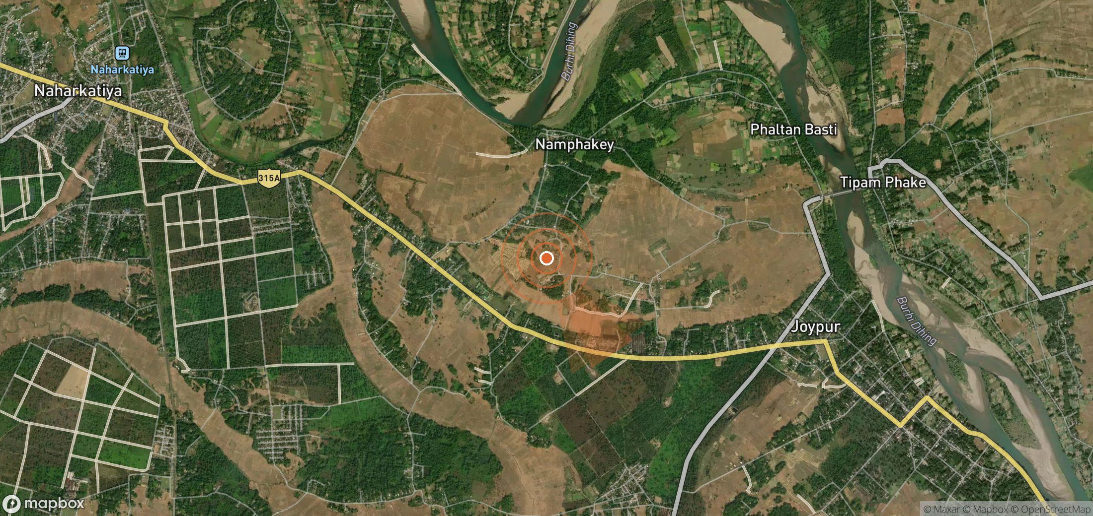 Satellite map of methane plume locations in India