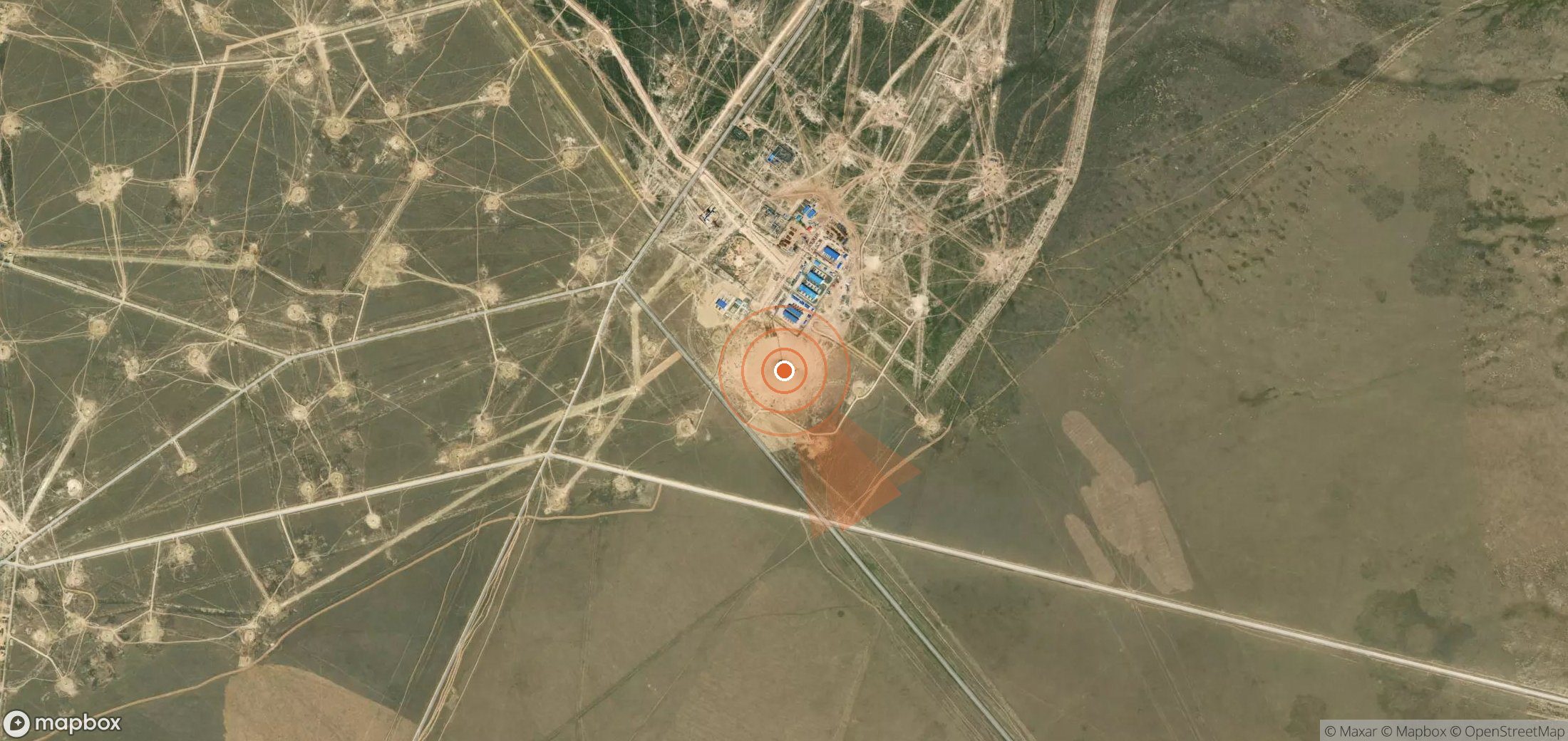 Mapa satelital de plumas de metano en Kazajistán