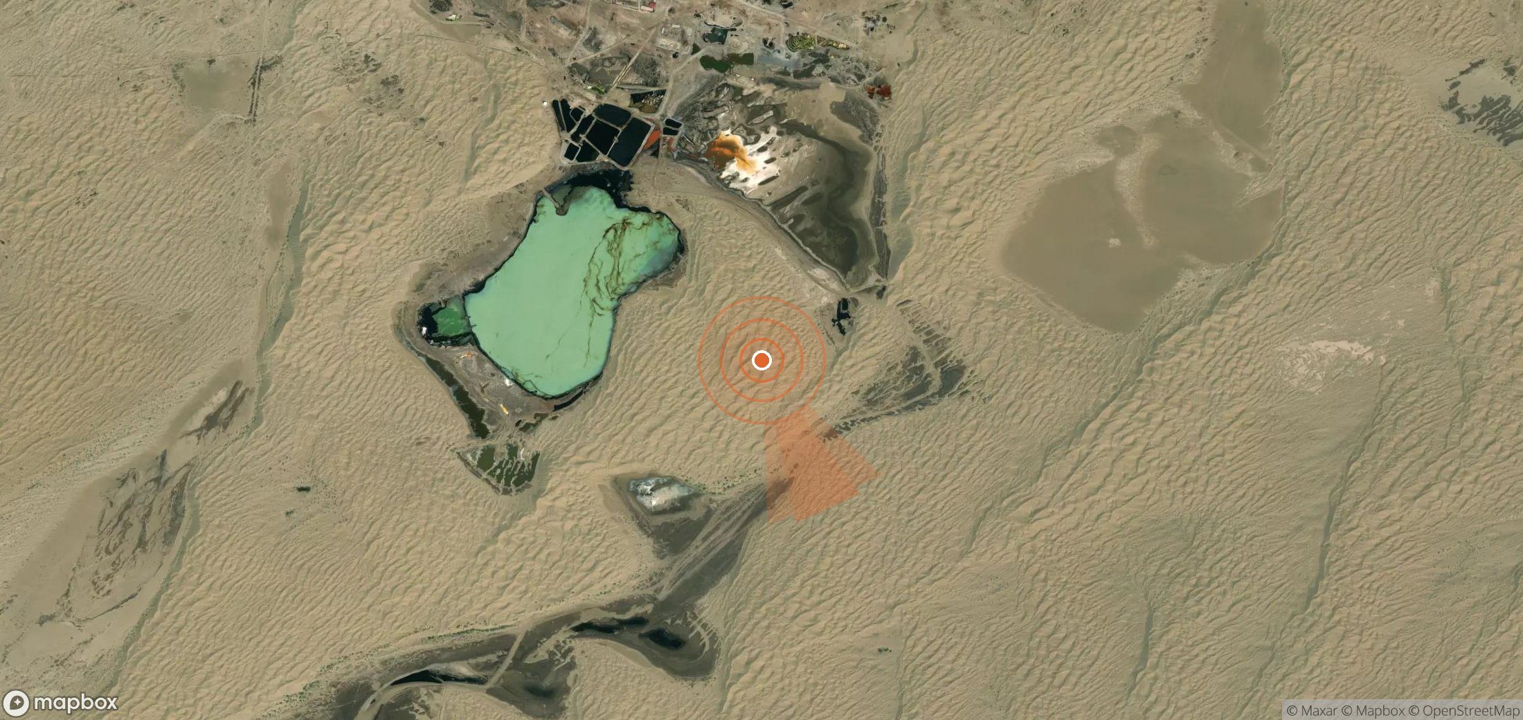 Satellite map of methane plume locations in Turkmenistan