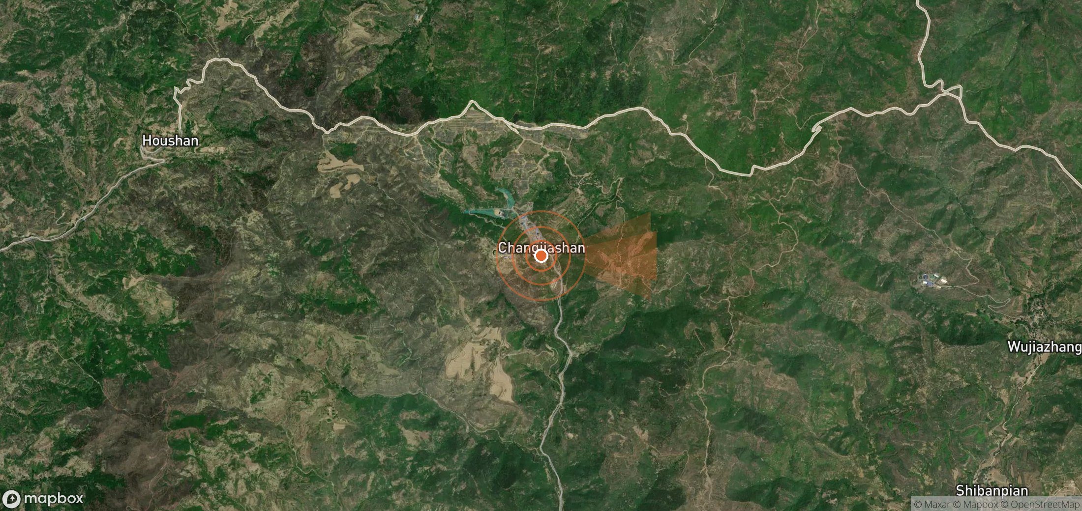 Satellite map of methane plume locations in China