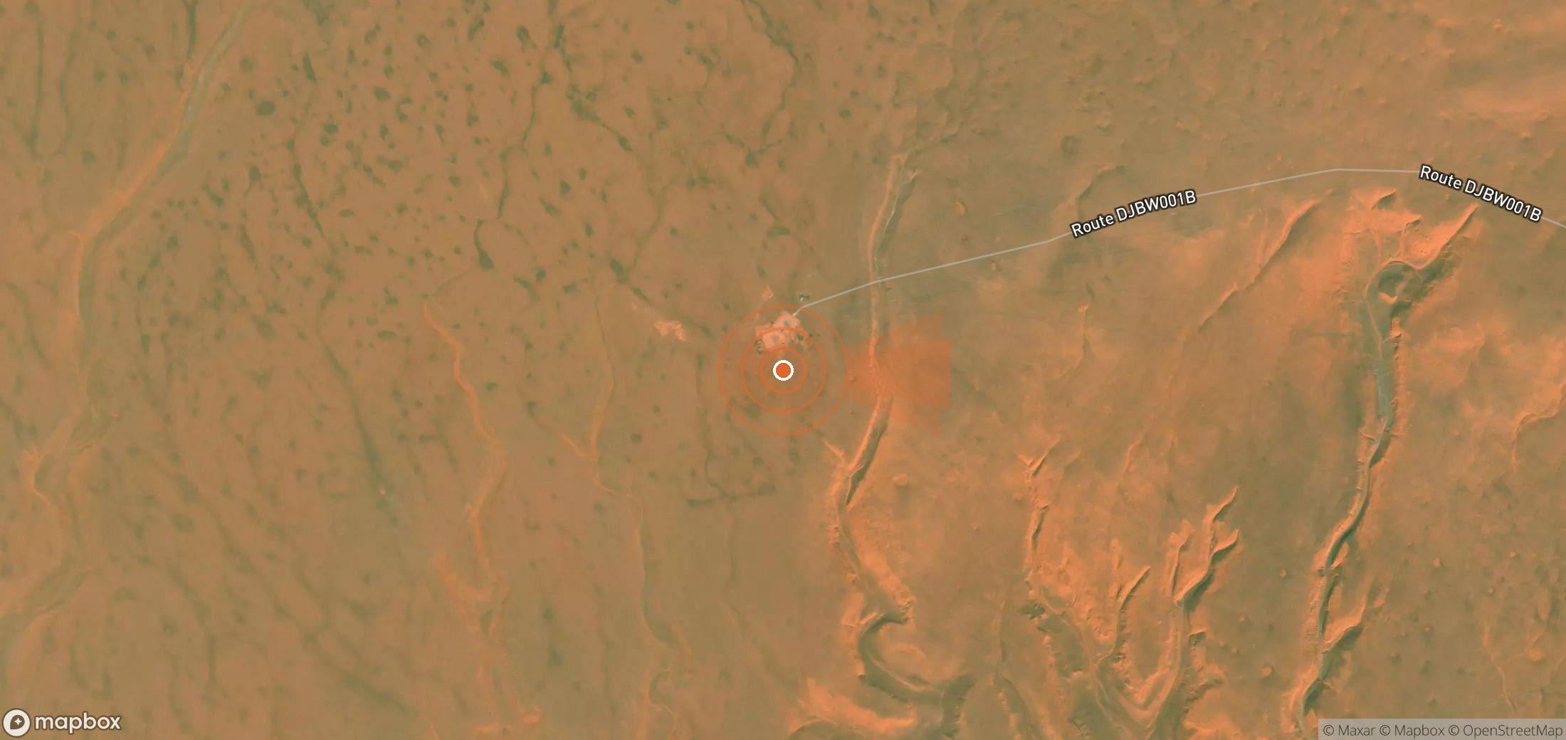 Satellite map of methane plume locations in Algeria