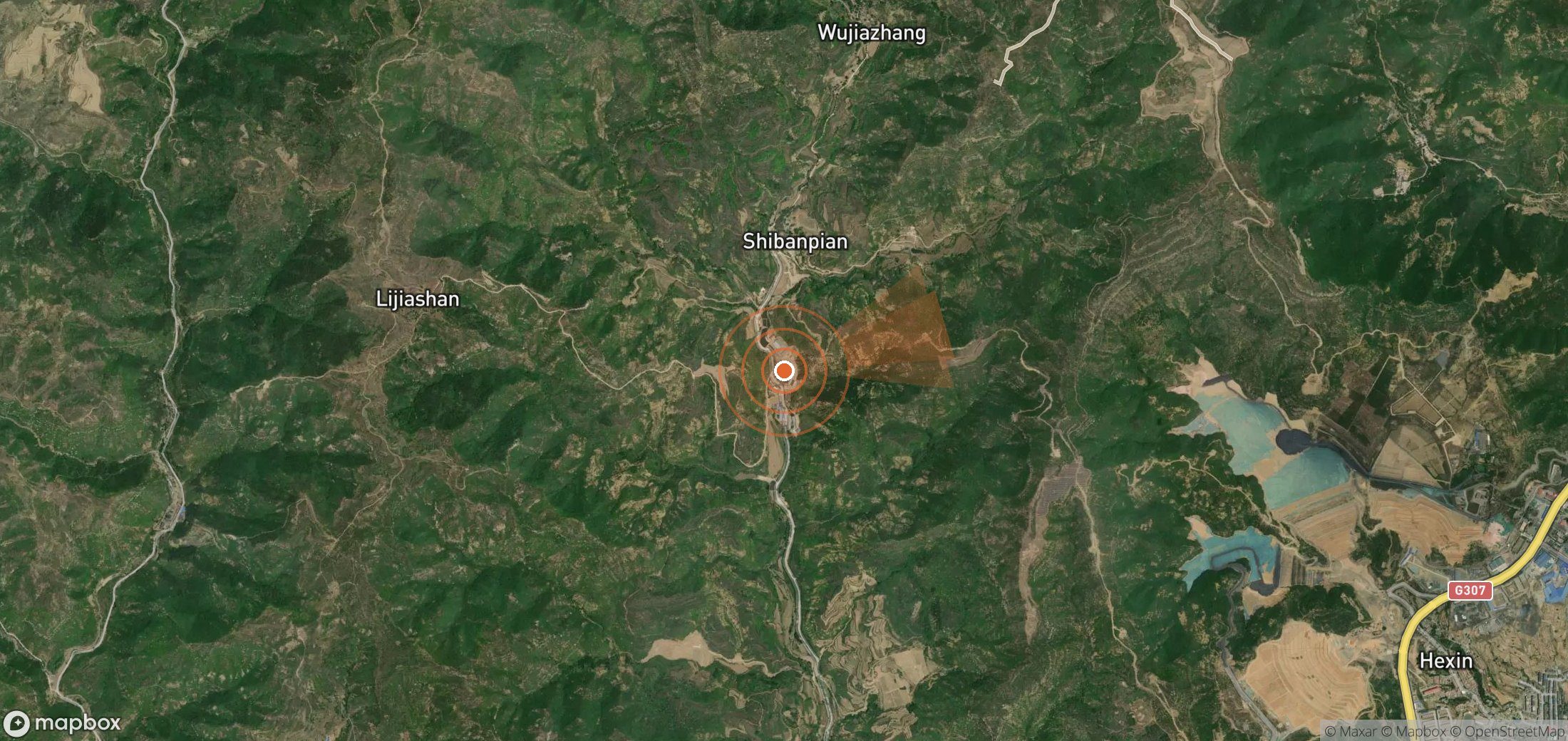 Satellite map of methane plume locations in China