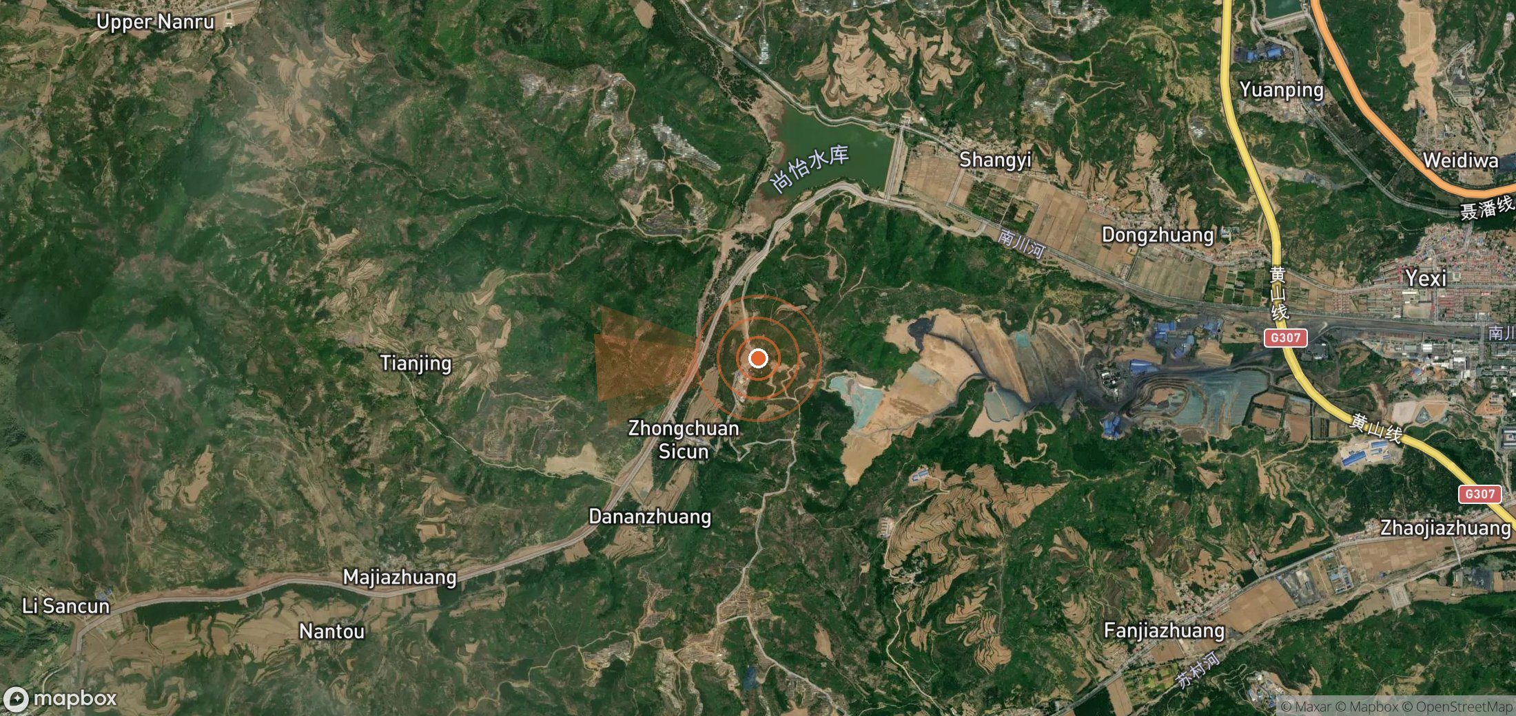 Mapa satelital de plumas de metano en China