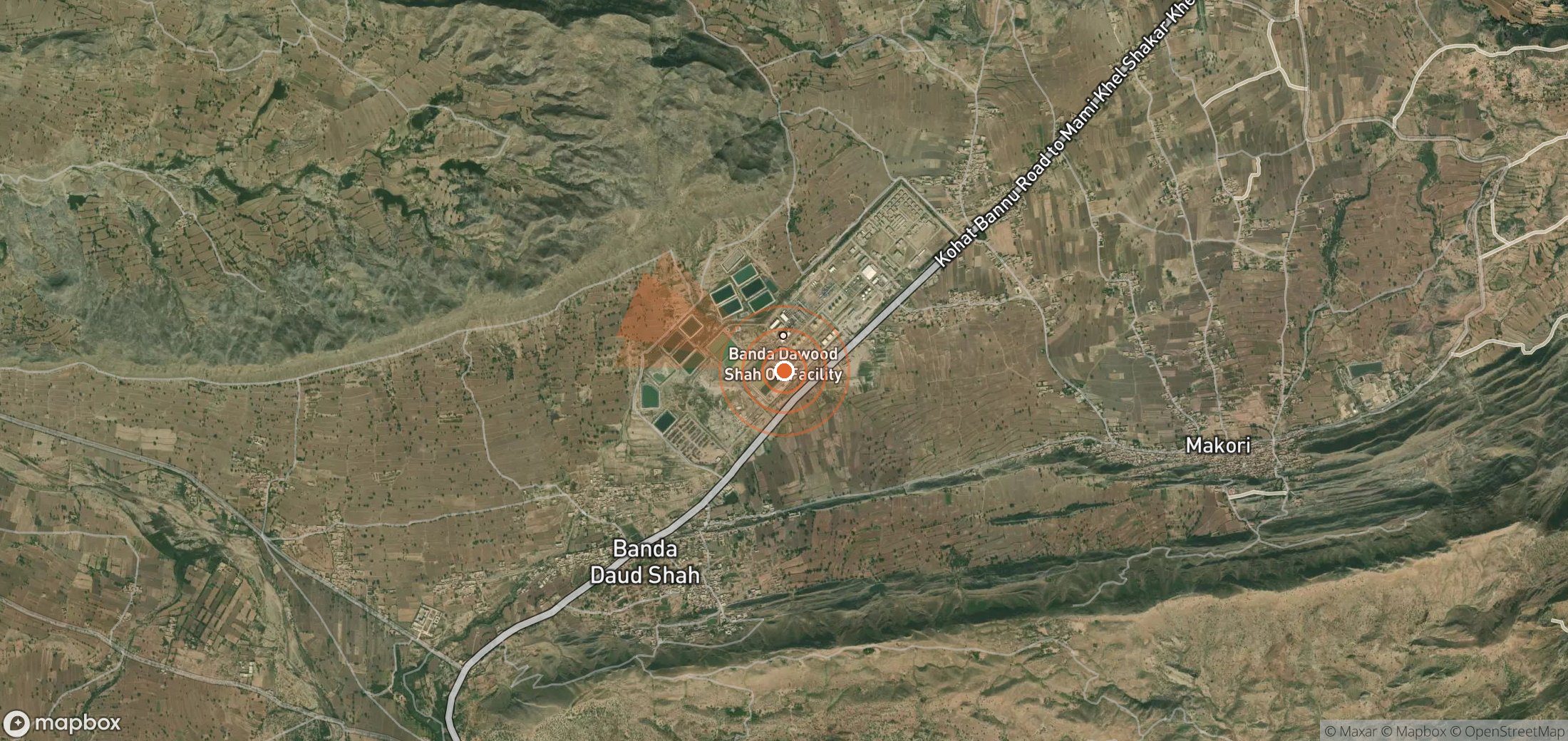 Mapa satelital de plumas de metano en Pakistán