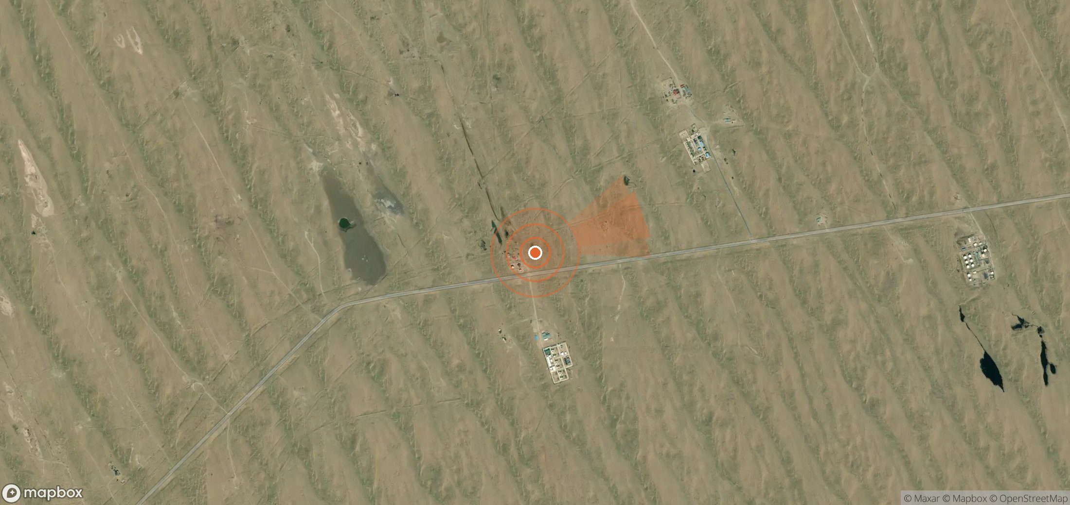 Mapa satelital de plumas de metano en Turkmenistán