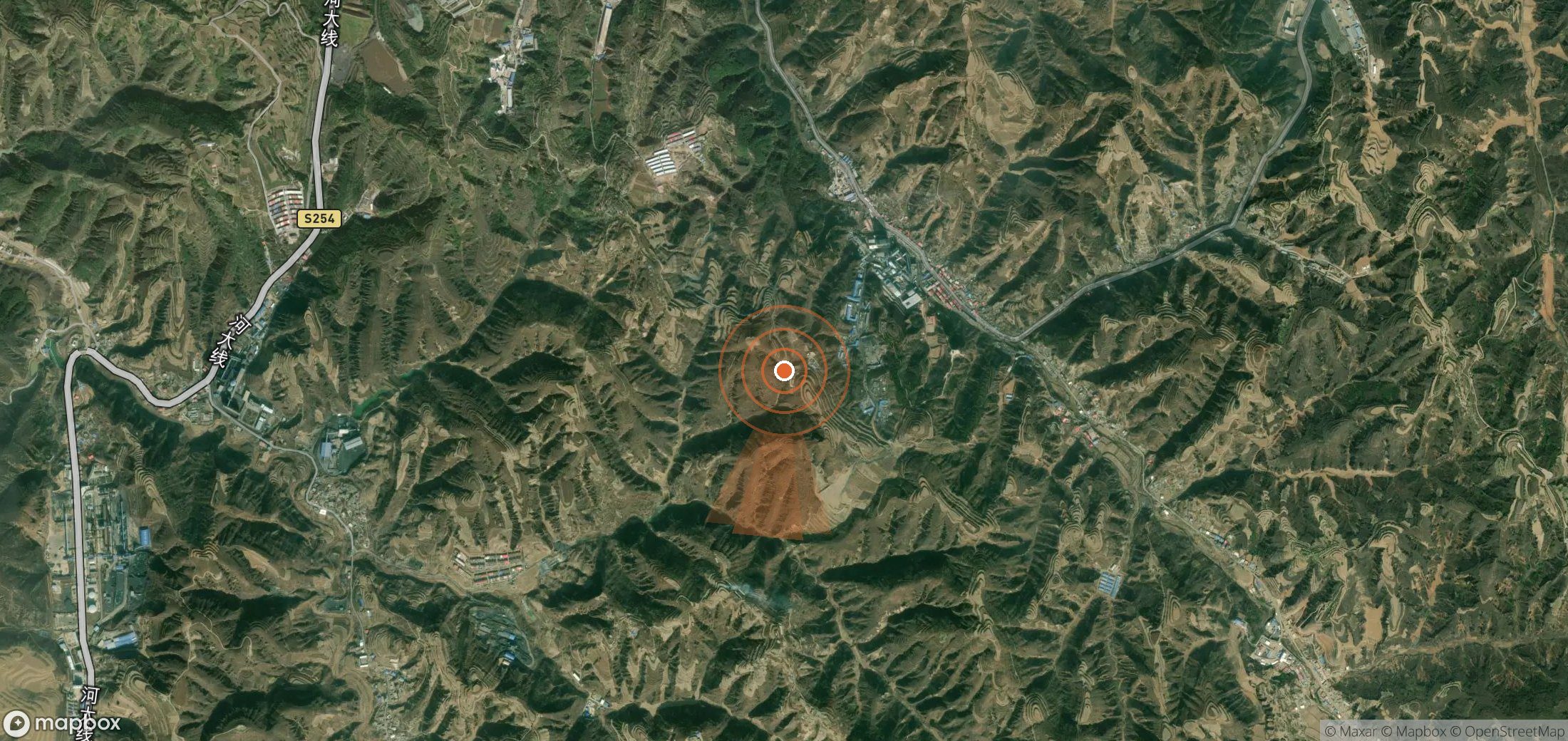 Satellite map of methane plume locations in China