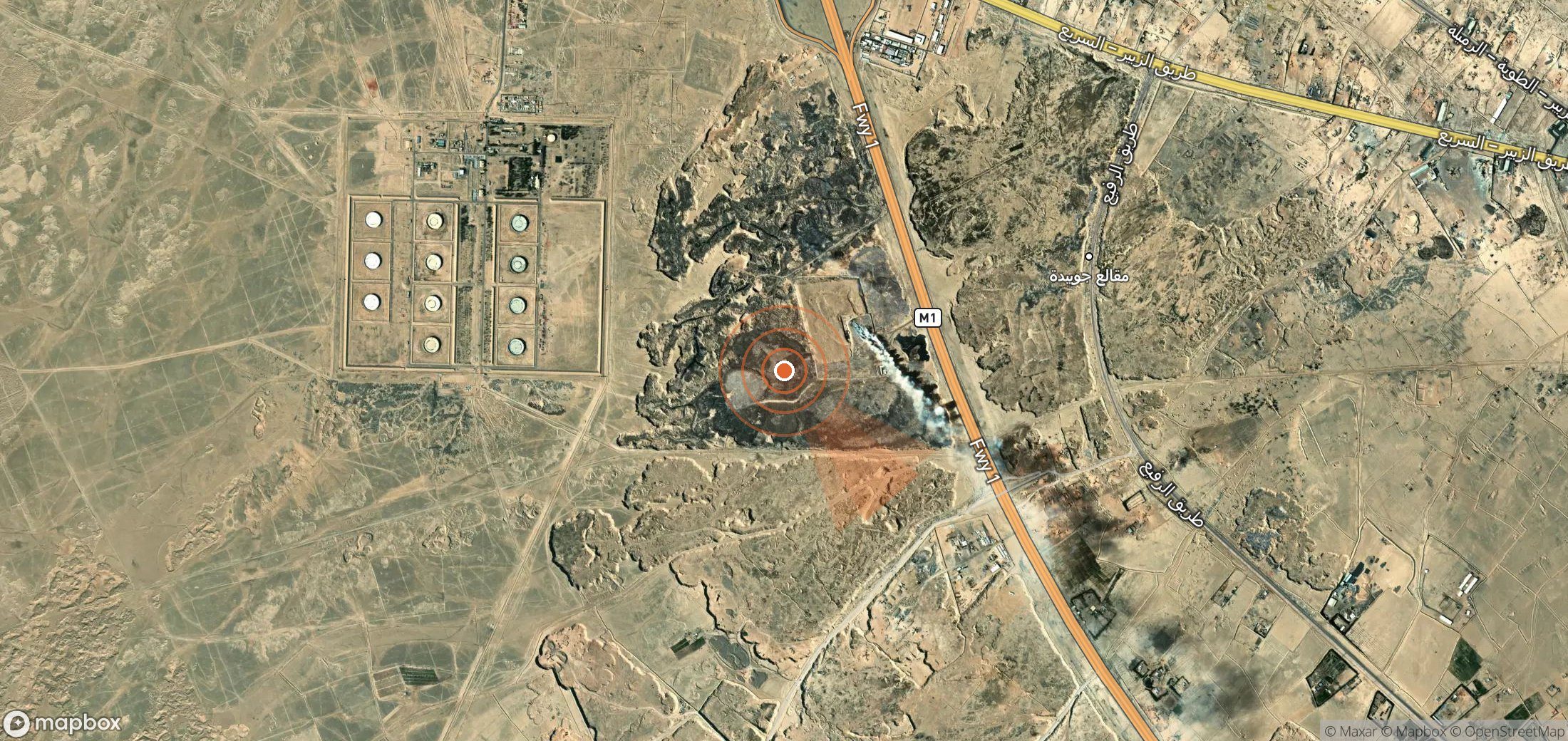Satellite map of methane plume locations in Iraq