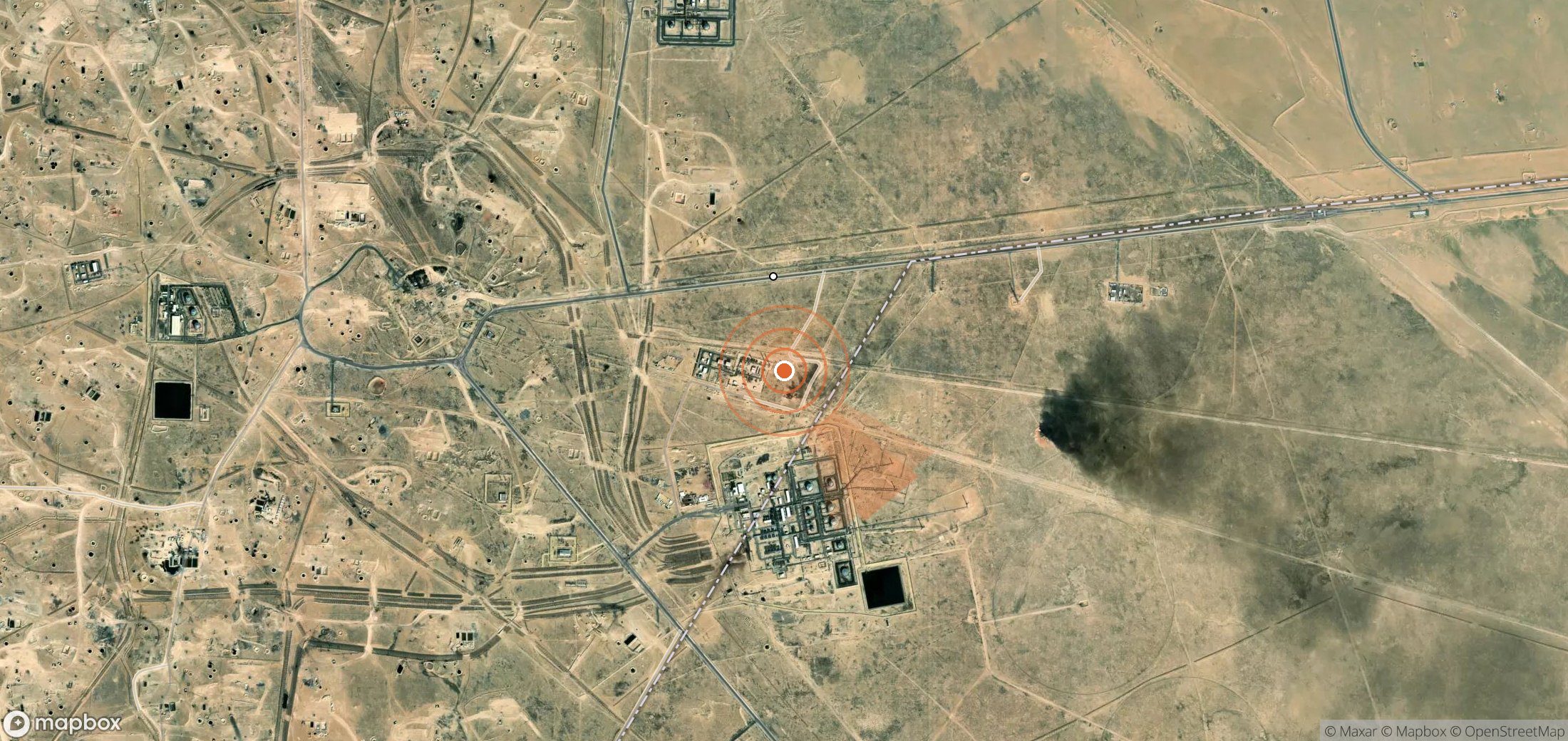 Satellite map of methane plume locations in Kuwait