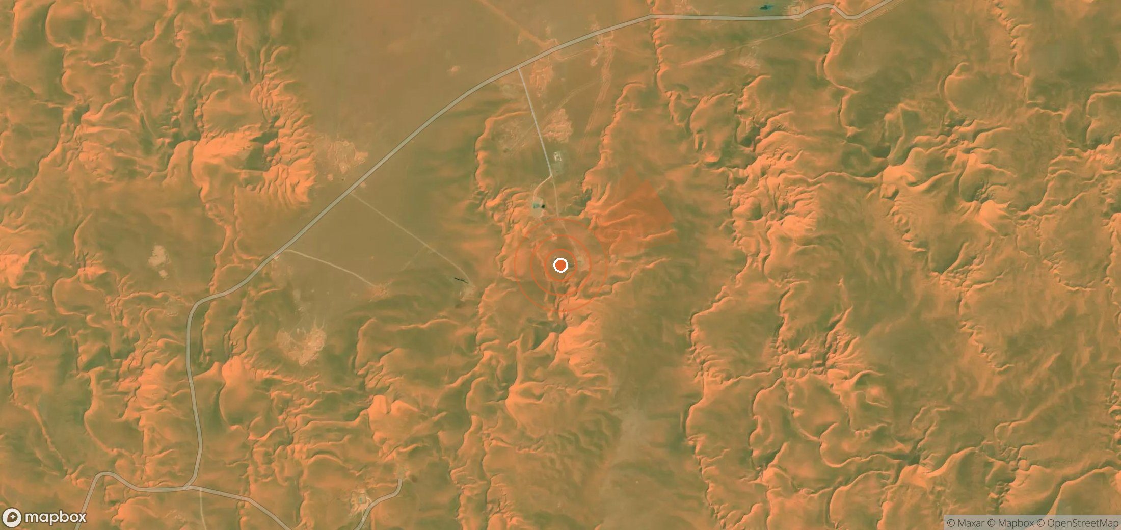 Satellite map of methane plume locations in Algeria