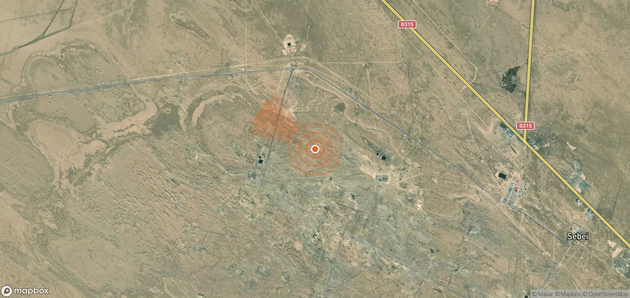 Mapa satelital de plumas de metano en China