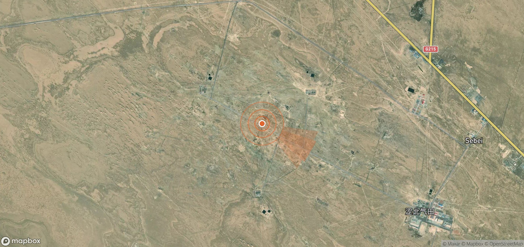 Mapa satelital de plumas de metano en China