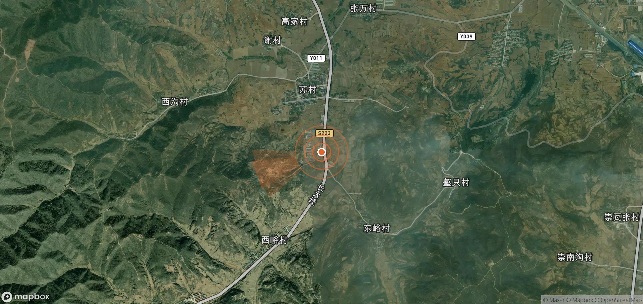 Satellite map of methane plume locations in China