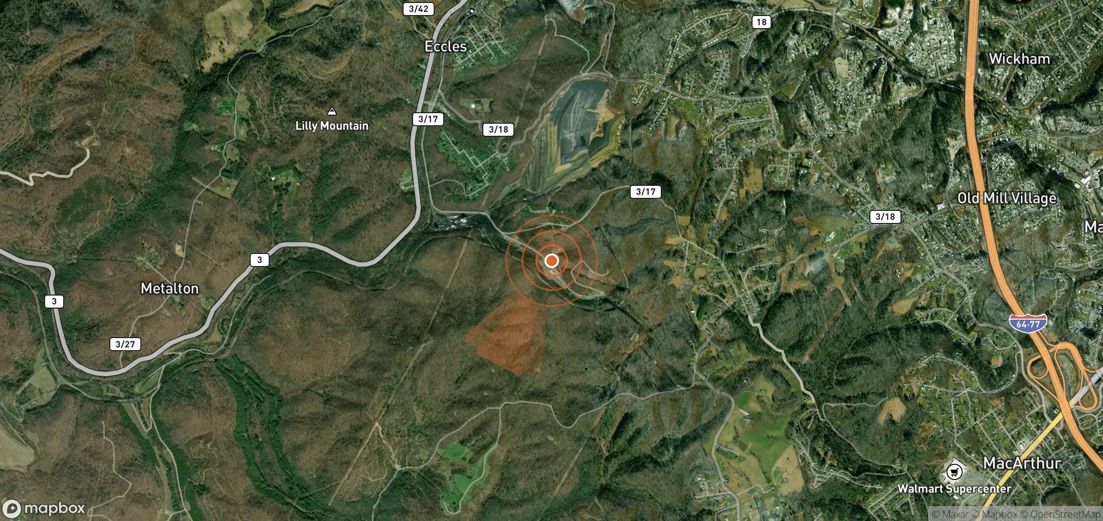 Mapa satelital de plumas de metano en Estados Unidos