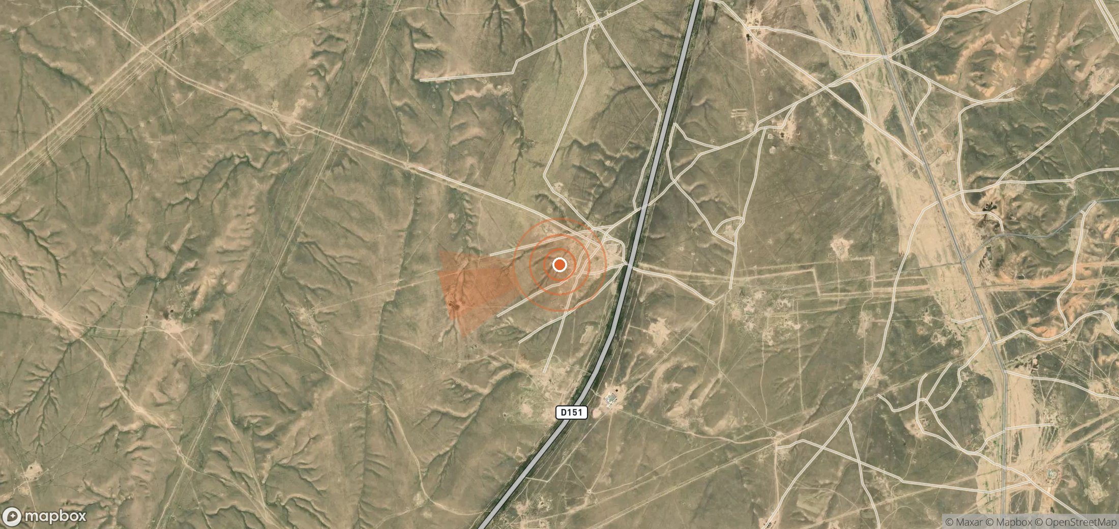 Mapa satelital de plumas de metano en Uzbekistán