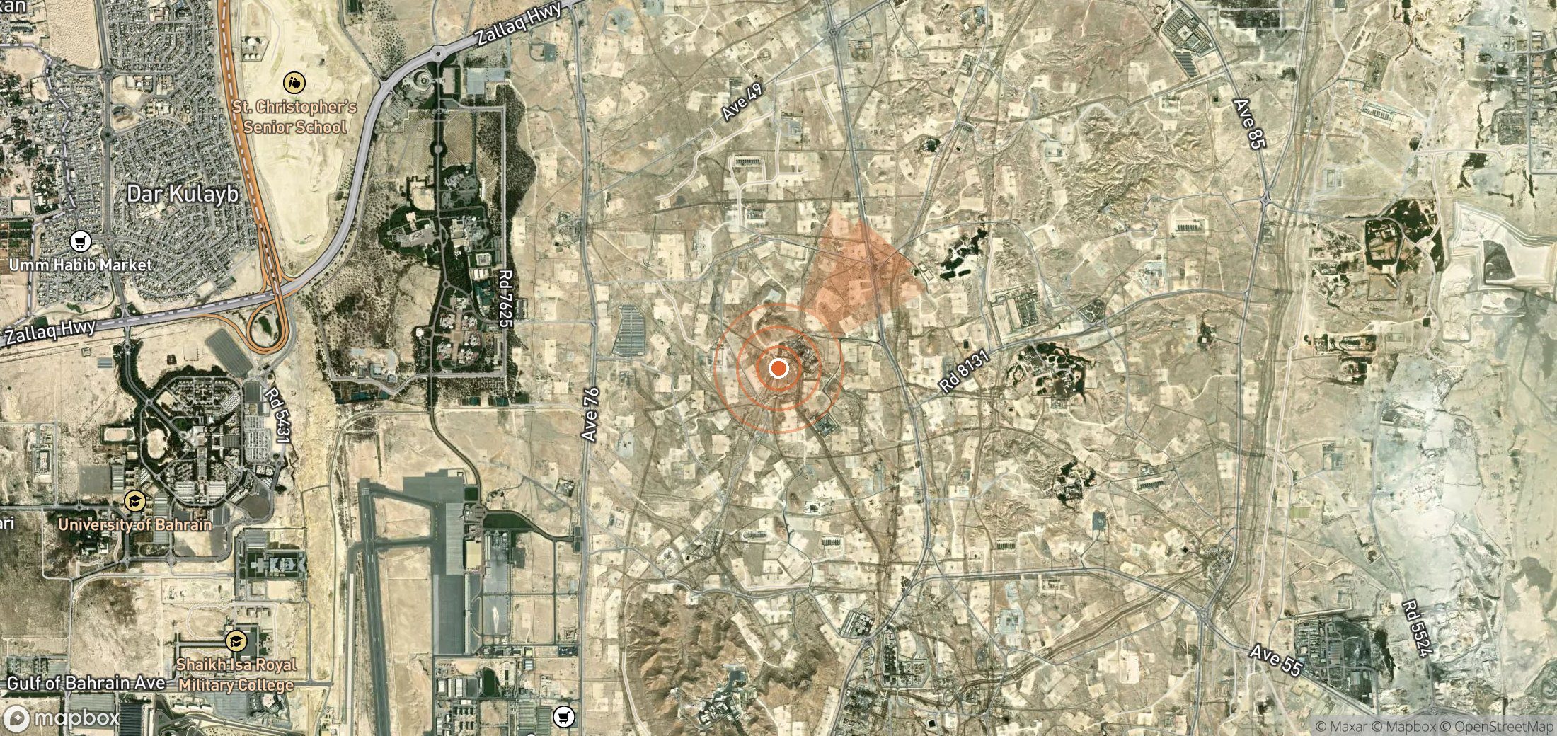 Mapa satelital de plumas de metano en Baréin