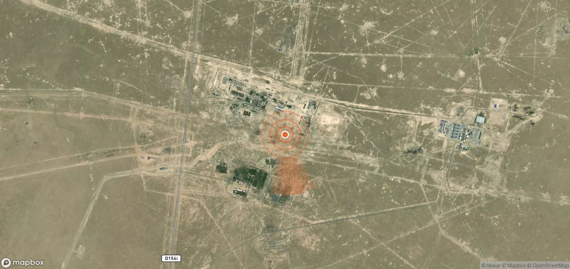Satellite map of methane plume locations in Uzbekistan