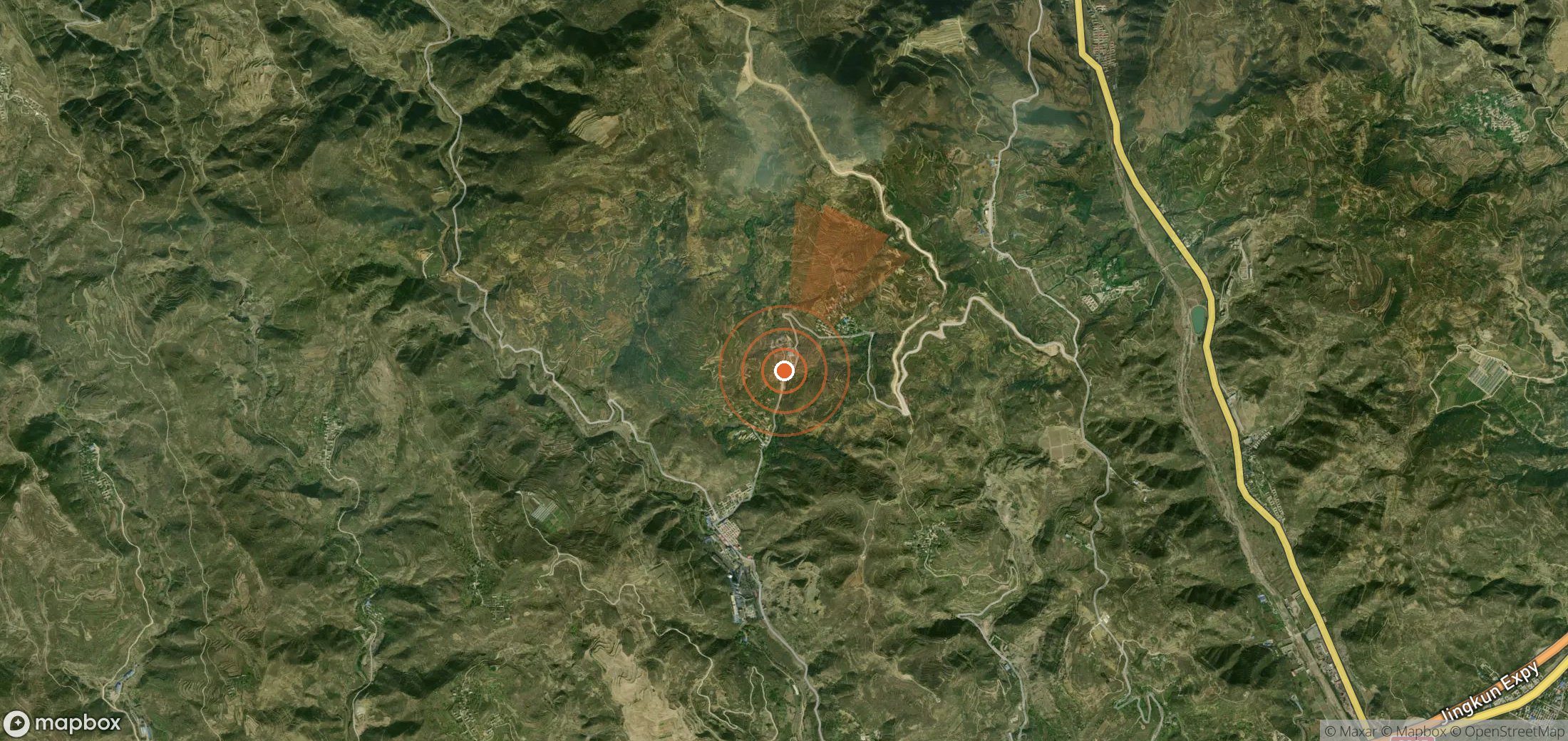 Mapa satelital de plumas de metano en China