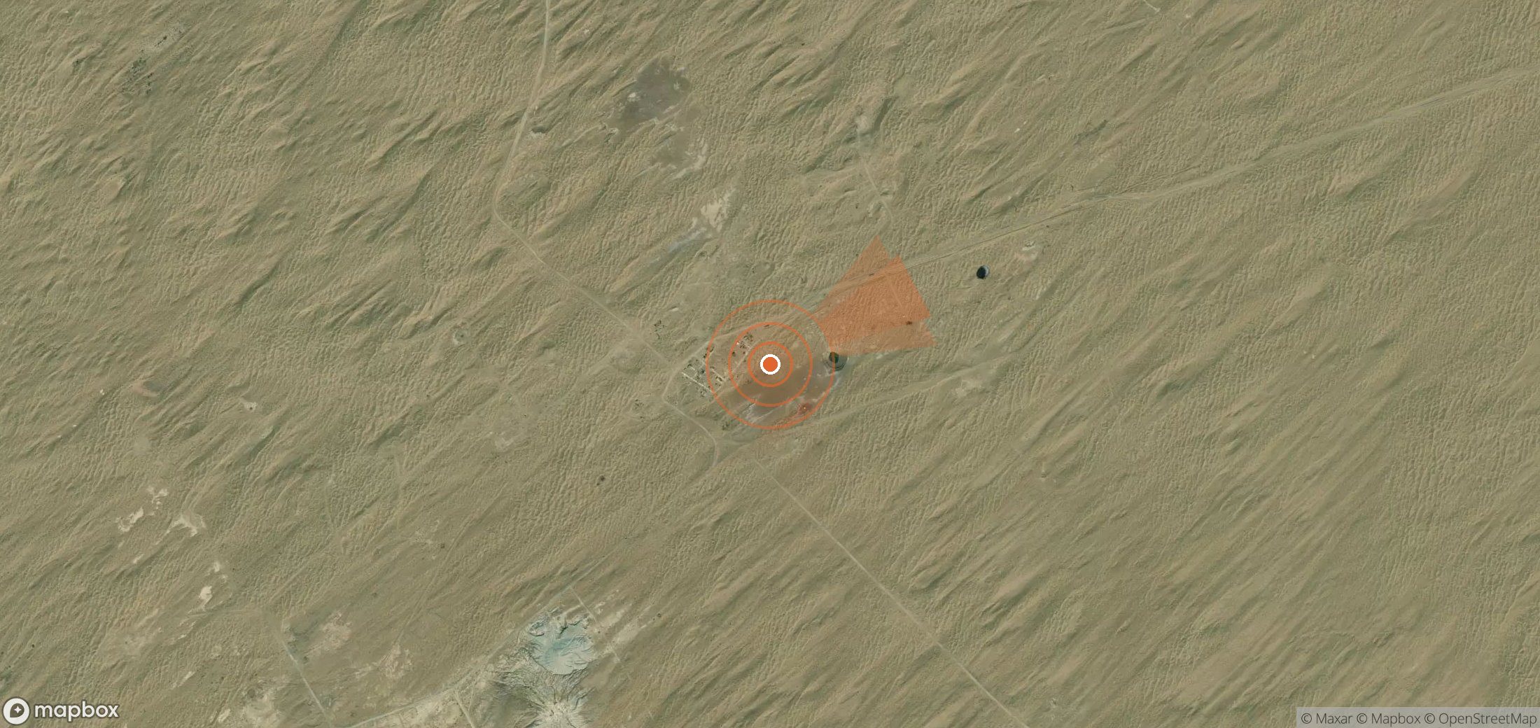 Satellite map of methane plume locations in Turkmenistan