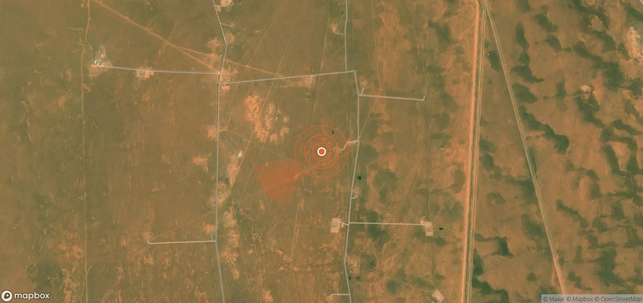 Satellite map of methane plume locations in Algeria