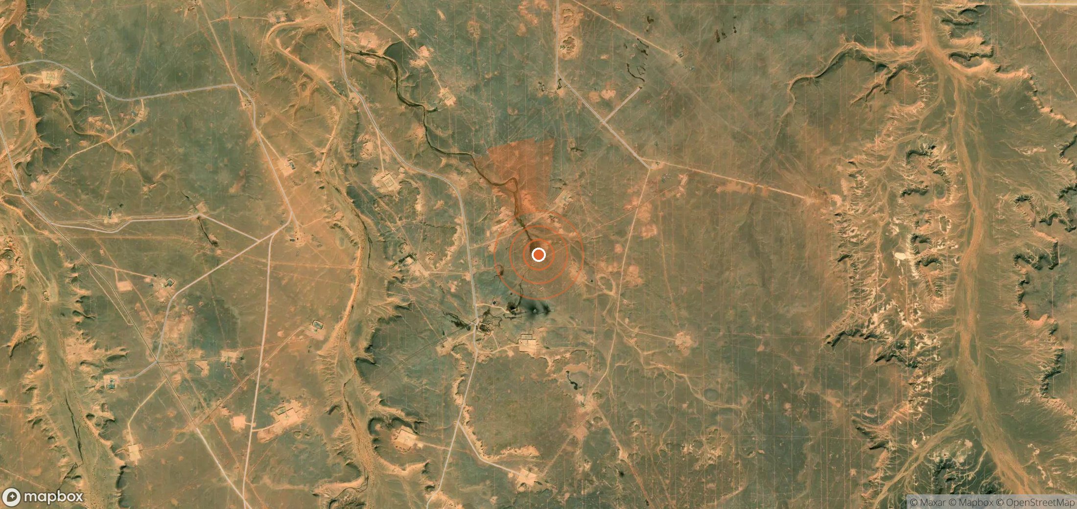 Satellite map of methane plume locations in Algeria