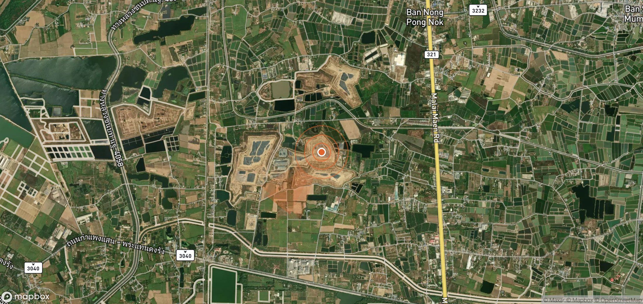 Satellite map of methane plume locations in Thailand