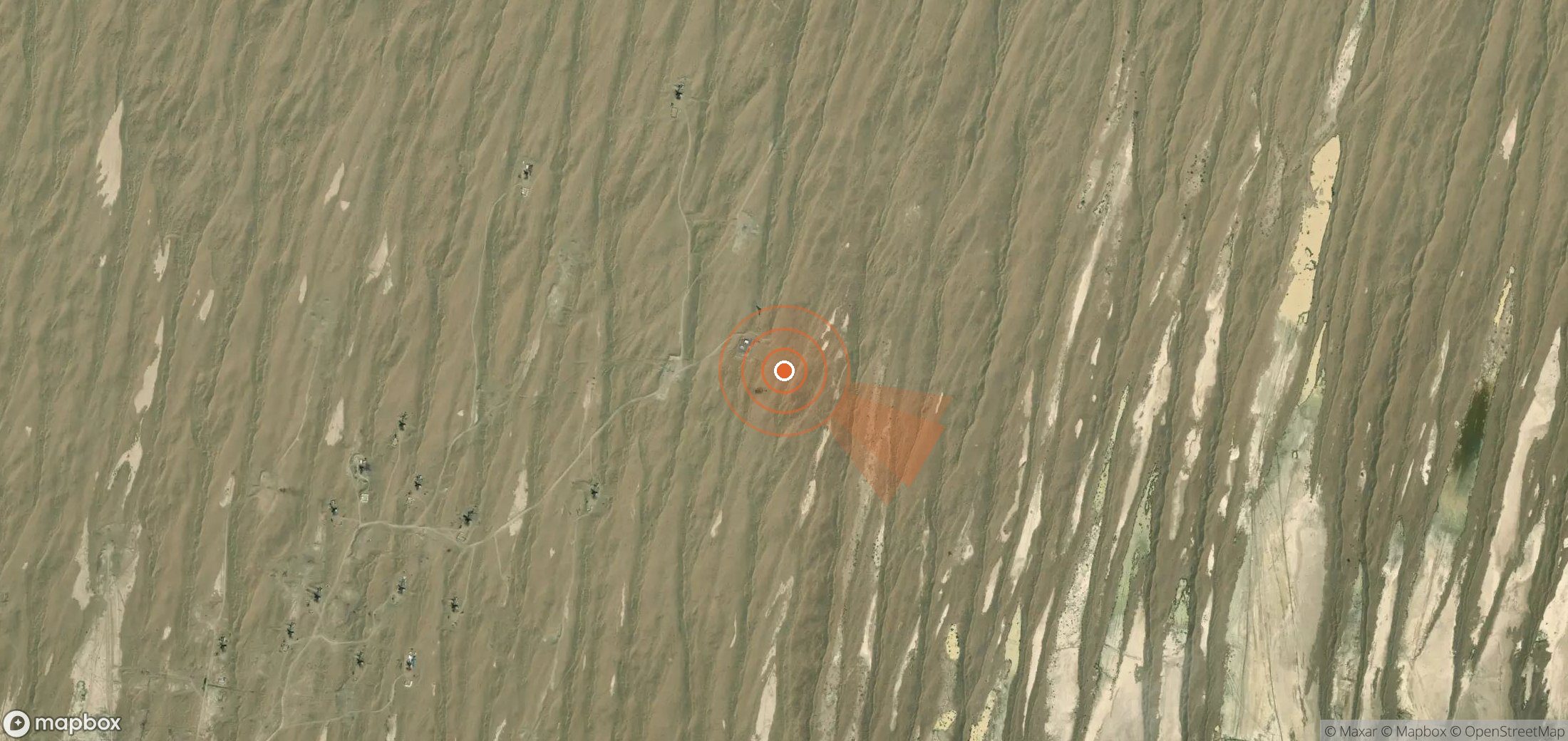 Satellite map of methane plume locations in Turkmenistan