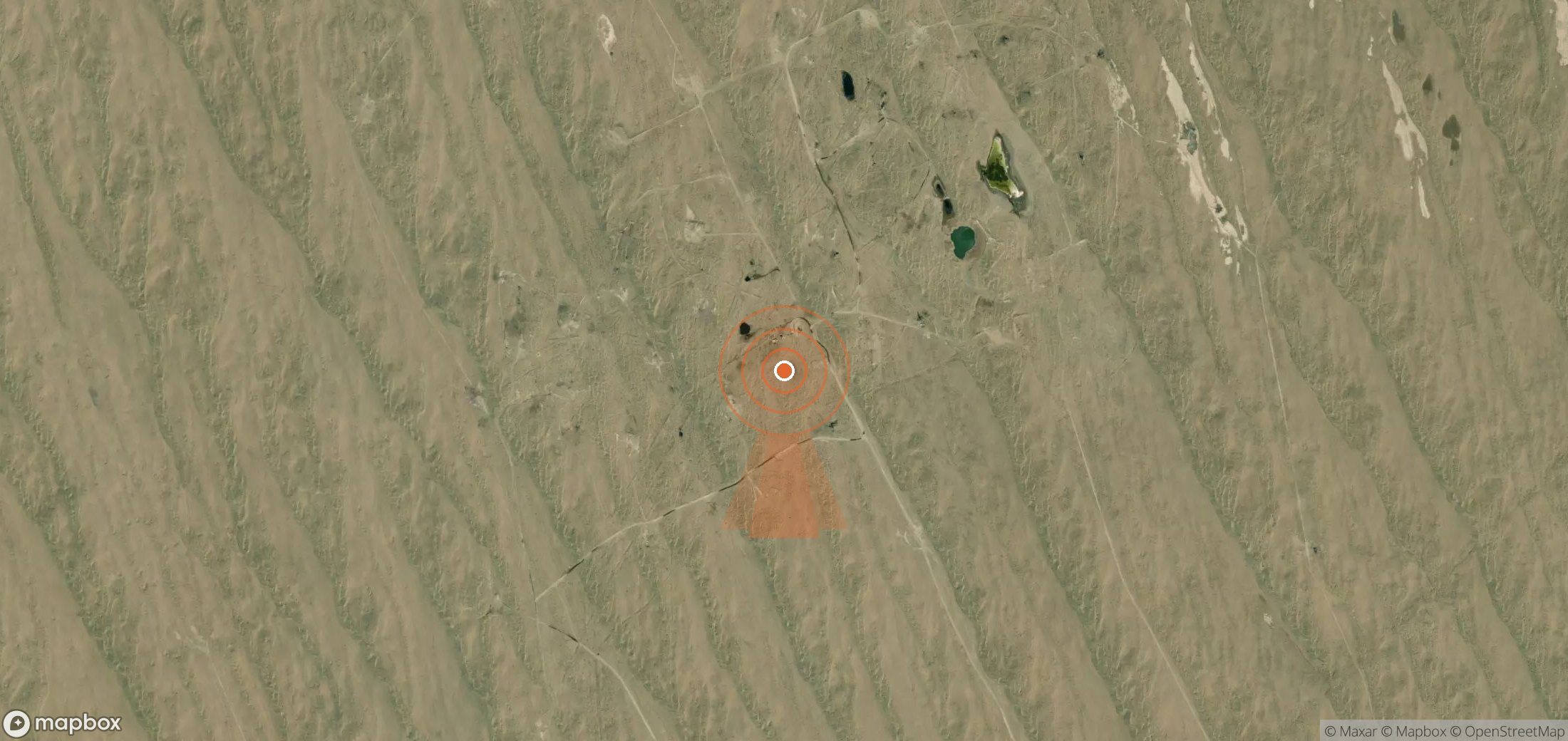 Mapa satelital de plumas de metano en Turkmenistán