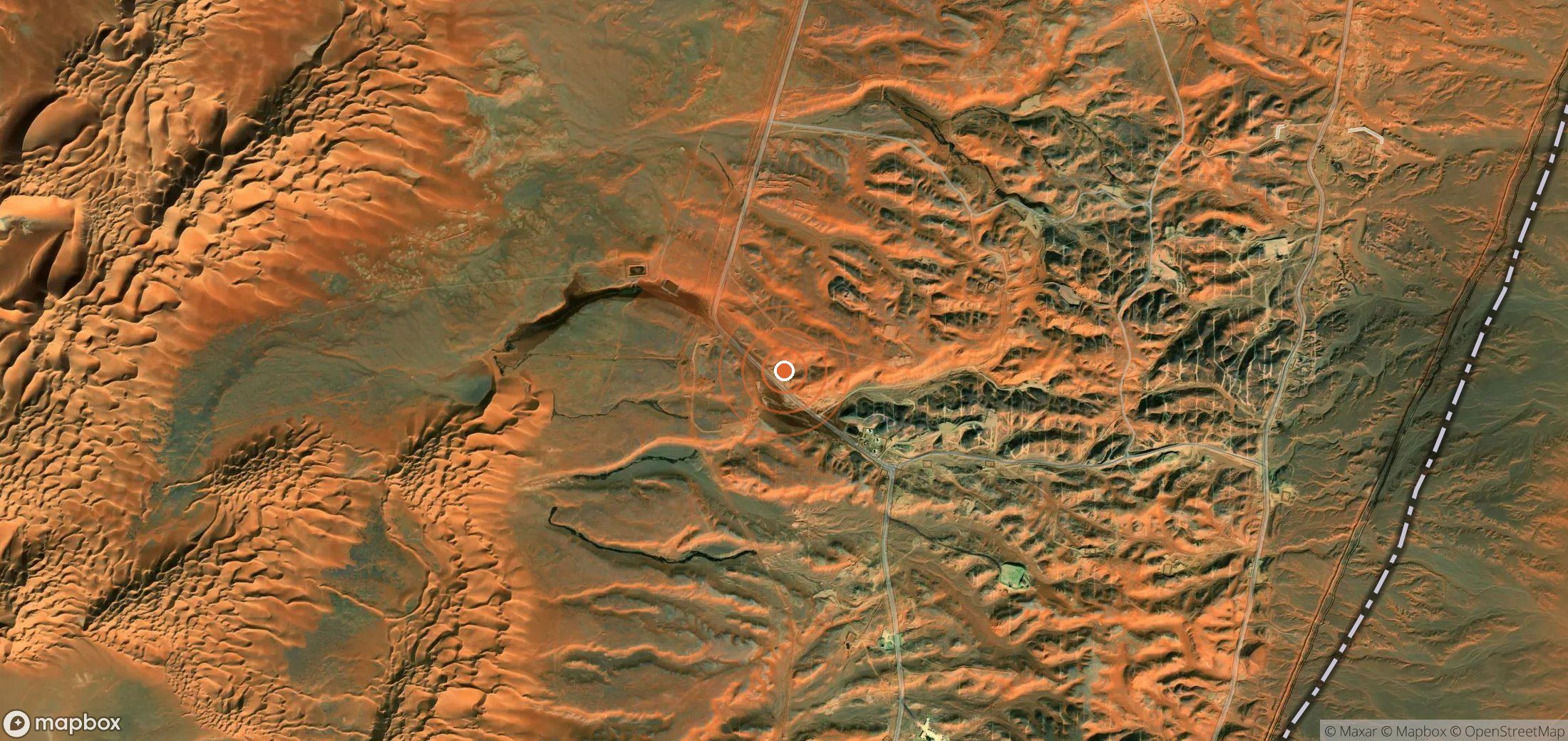 Mapa satelital de plumas de metano en Argelia