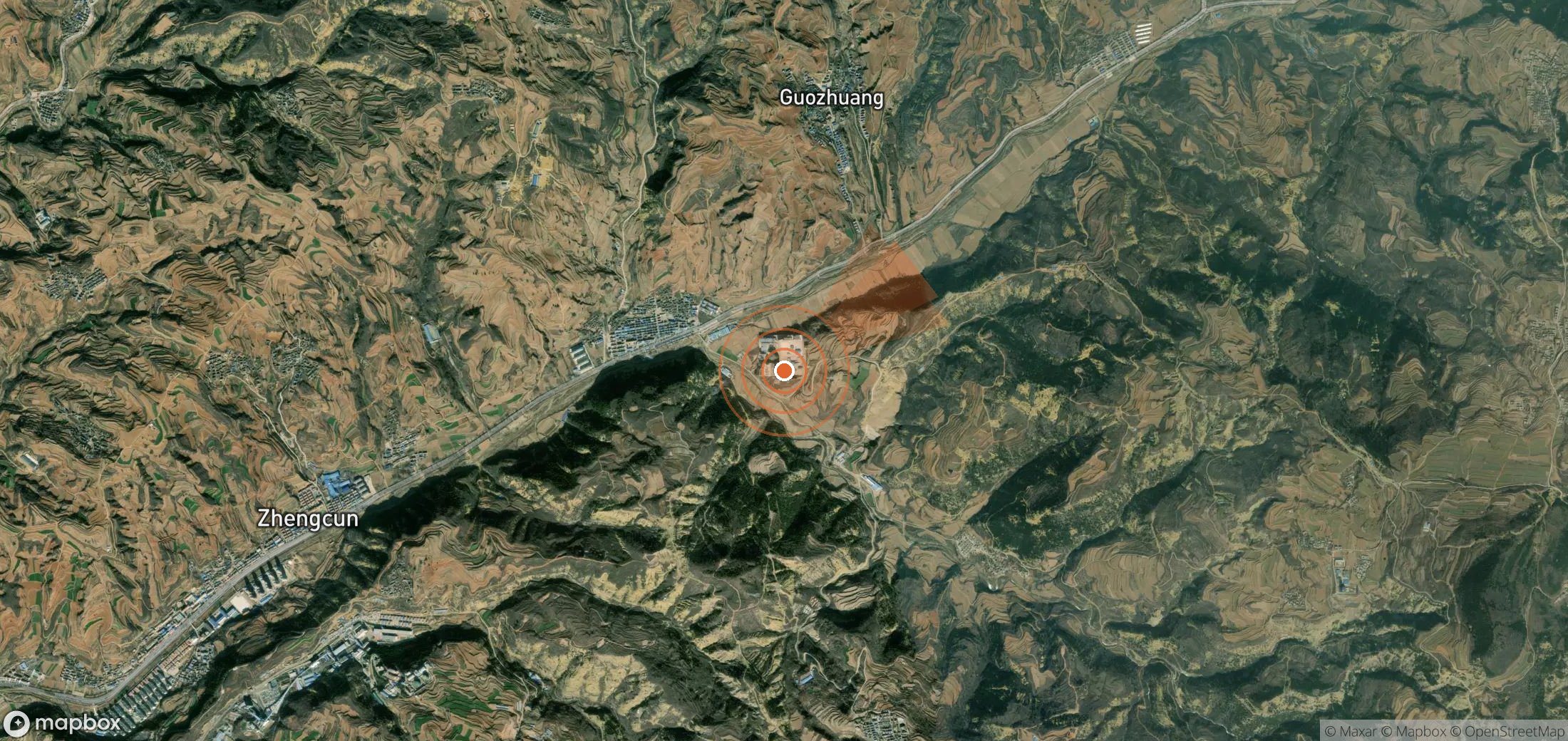 Mapa satelital de plumas de metano en China