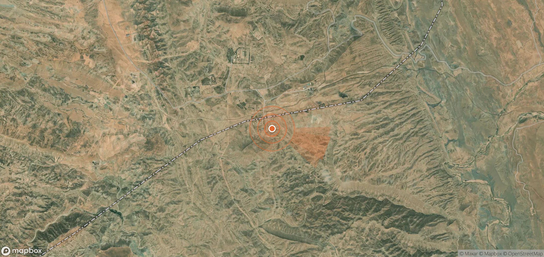 Satellite map of methane plume locations in Iran
