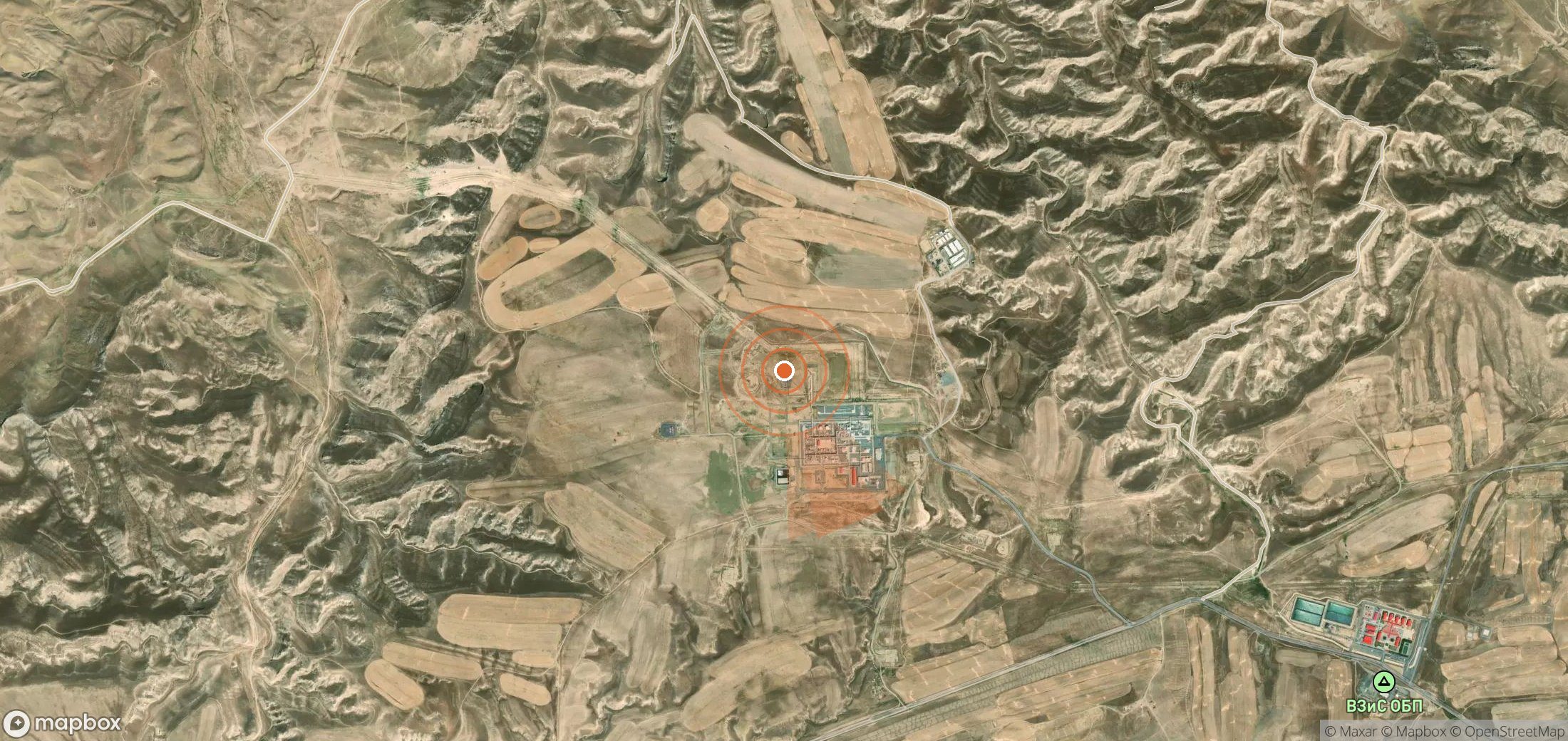 Satellite map of methane plume locations in Uzbekistan