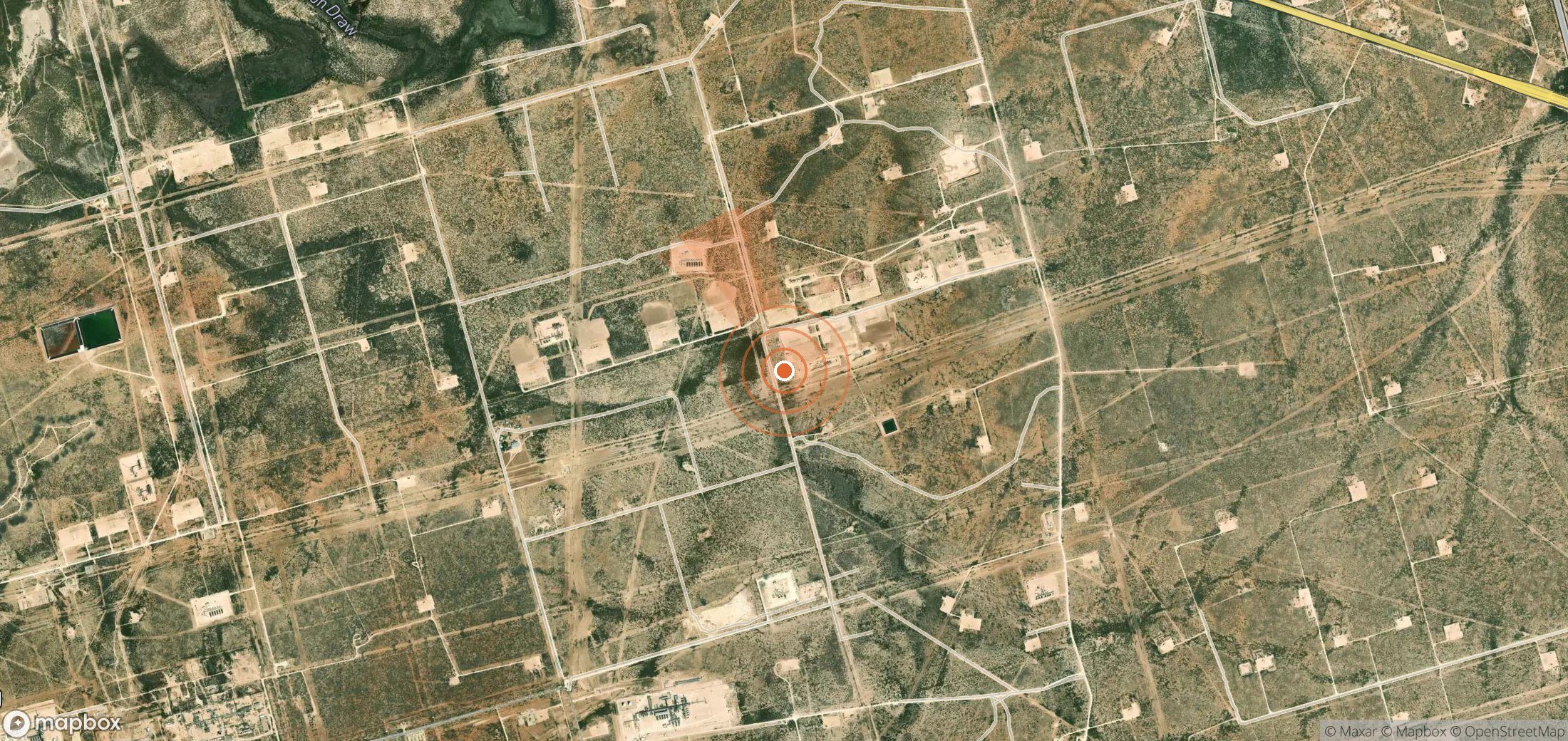 Satellite map of methane plume locations in United States