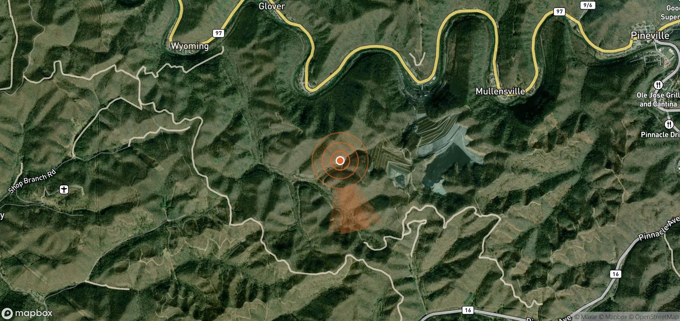 Satellite map of methane plume locations in United States