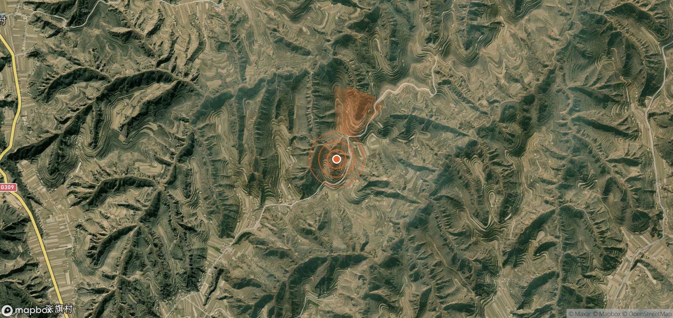 Satellite map of methane plume locations in China