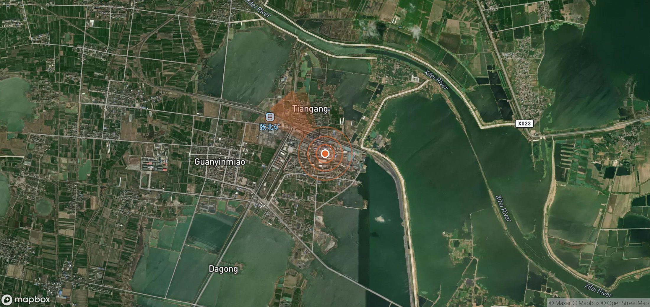 Satellite map of methane plume locations in China