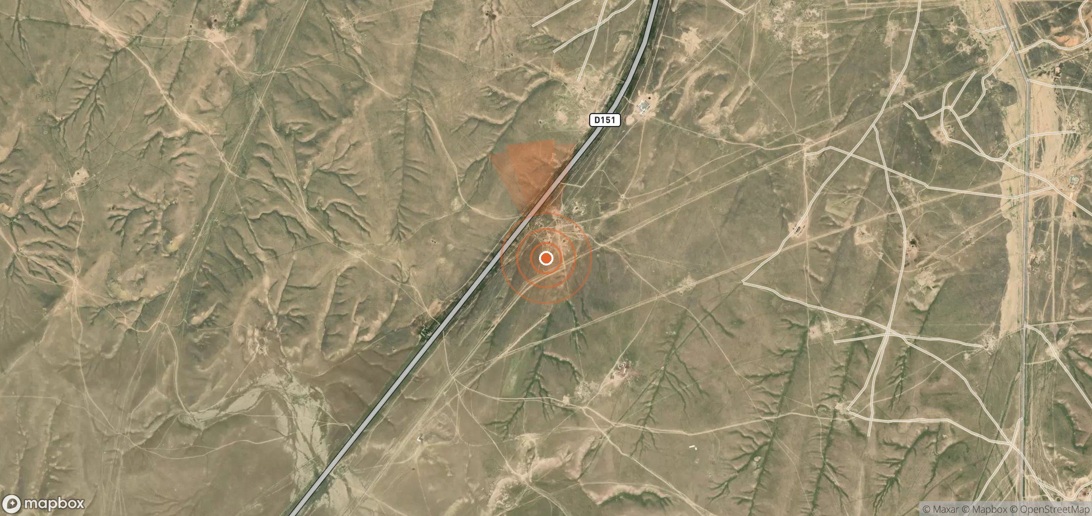 Mapa satelital de plumas de metano en Uzbekistán