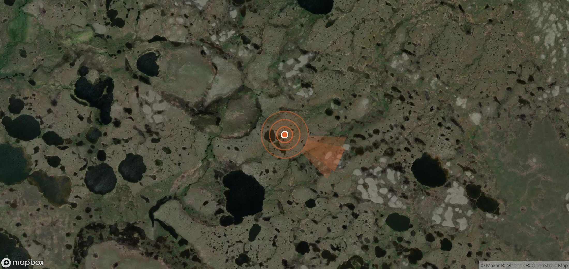 Satellite map of methane plume locations in Russia