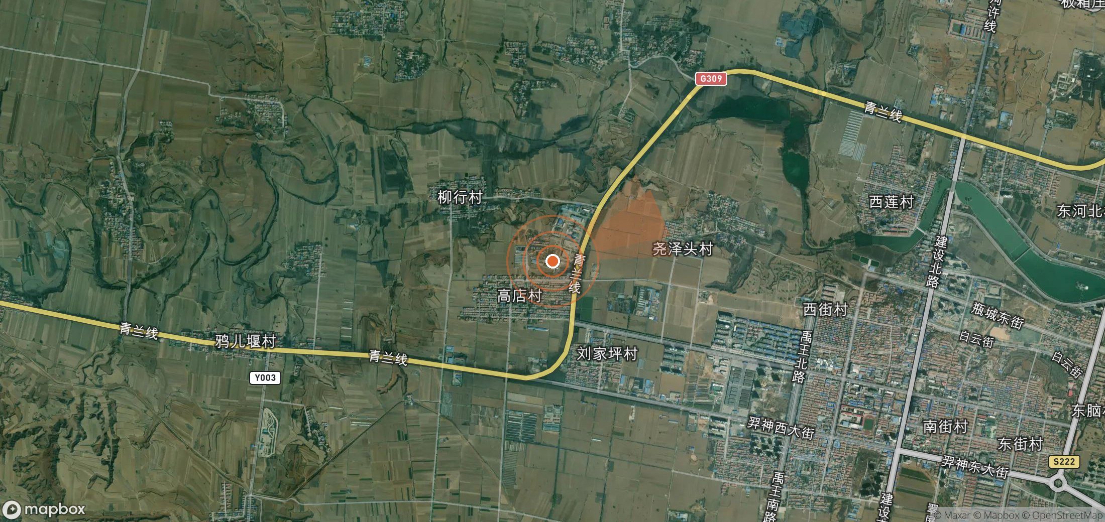 Satellite map of methane plume locations in China