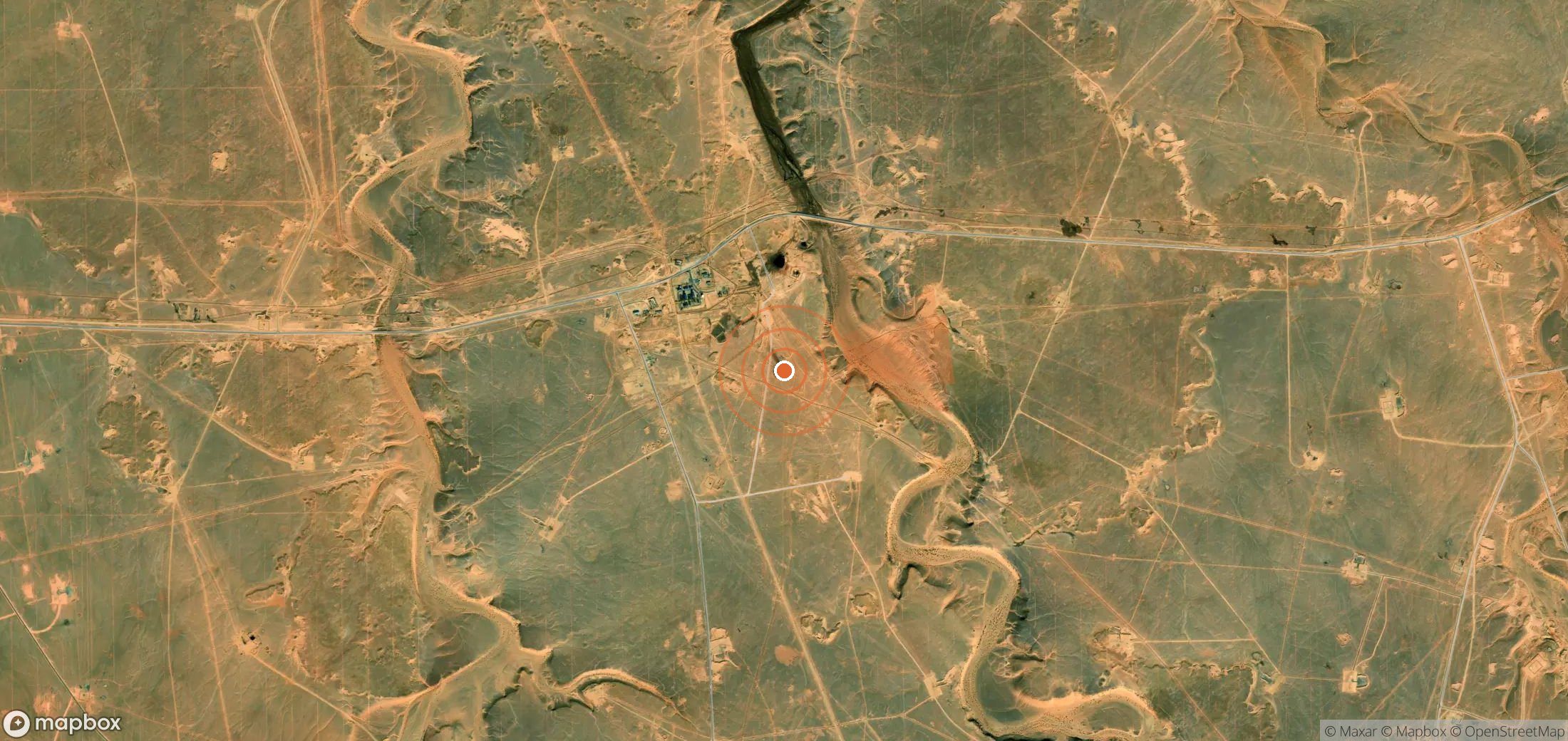 Mapa satelital de plumas de metano en Argelia