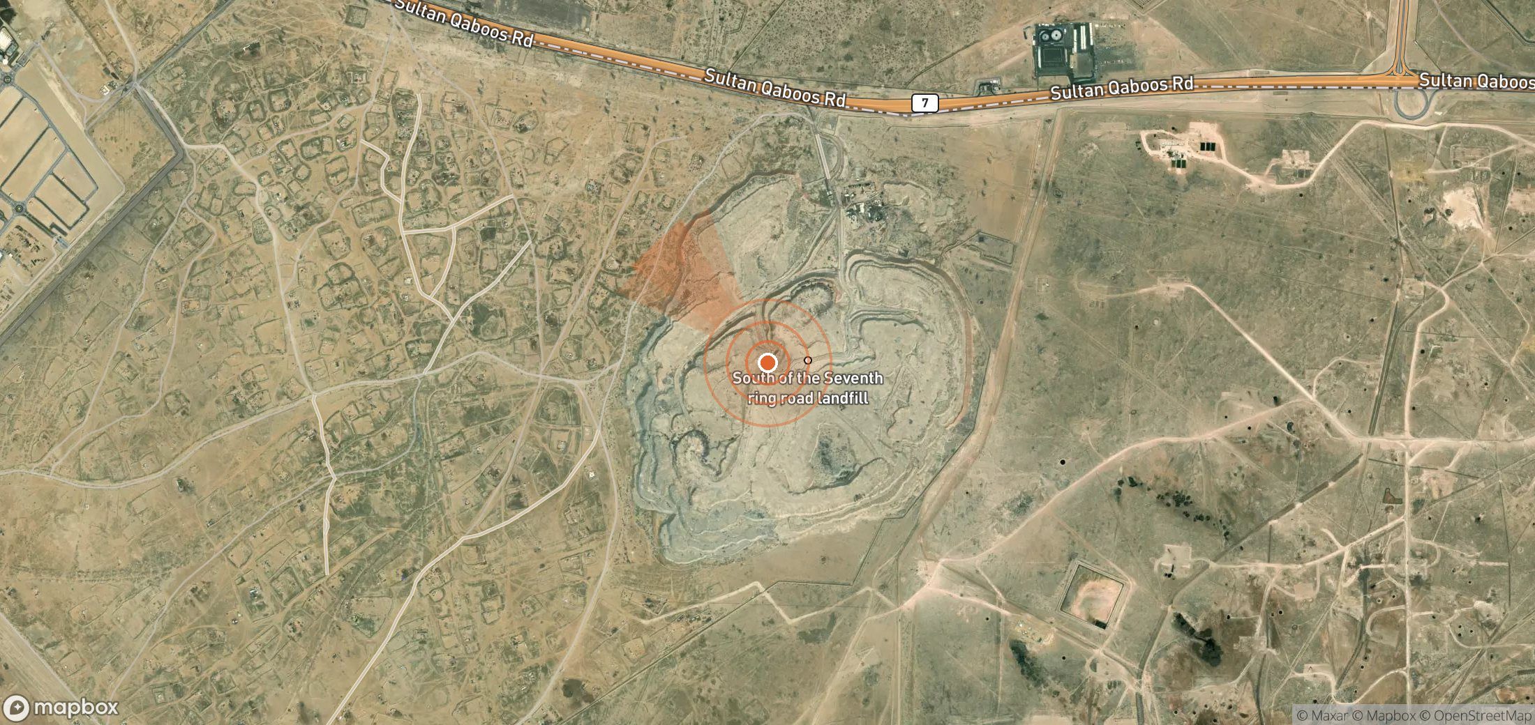 Mapa satelital de plumas de metano en Kuwait